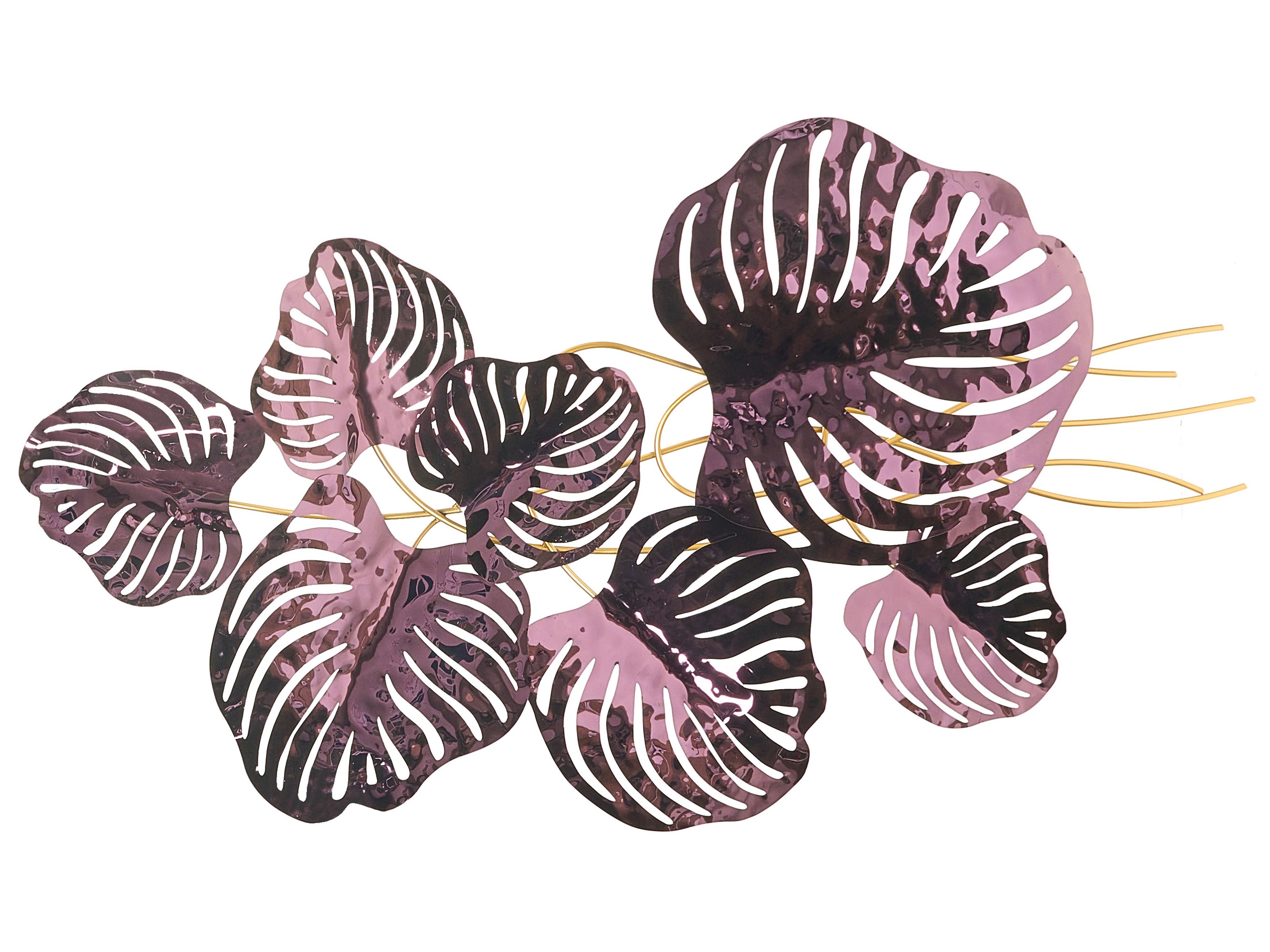 Wall Decor Leaf HOLMIUM Metal 50 cm Purple