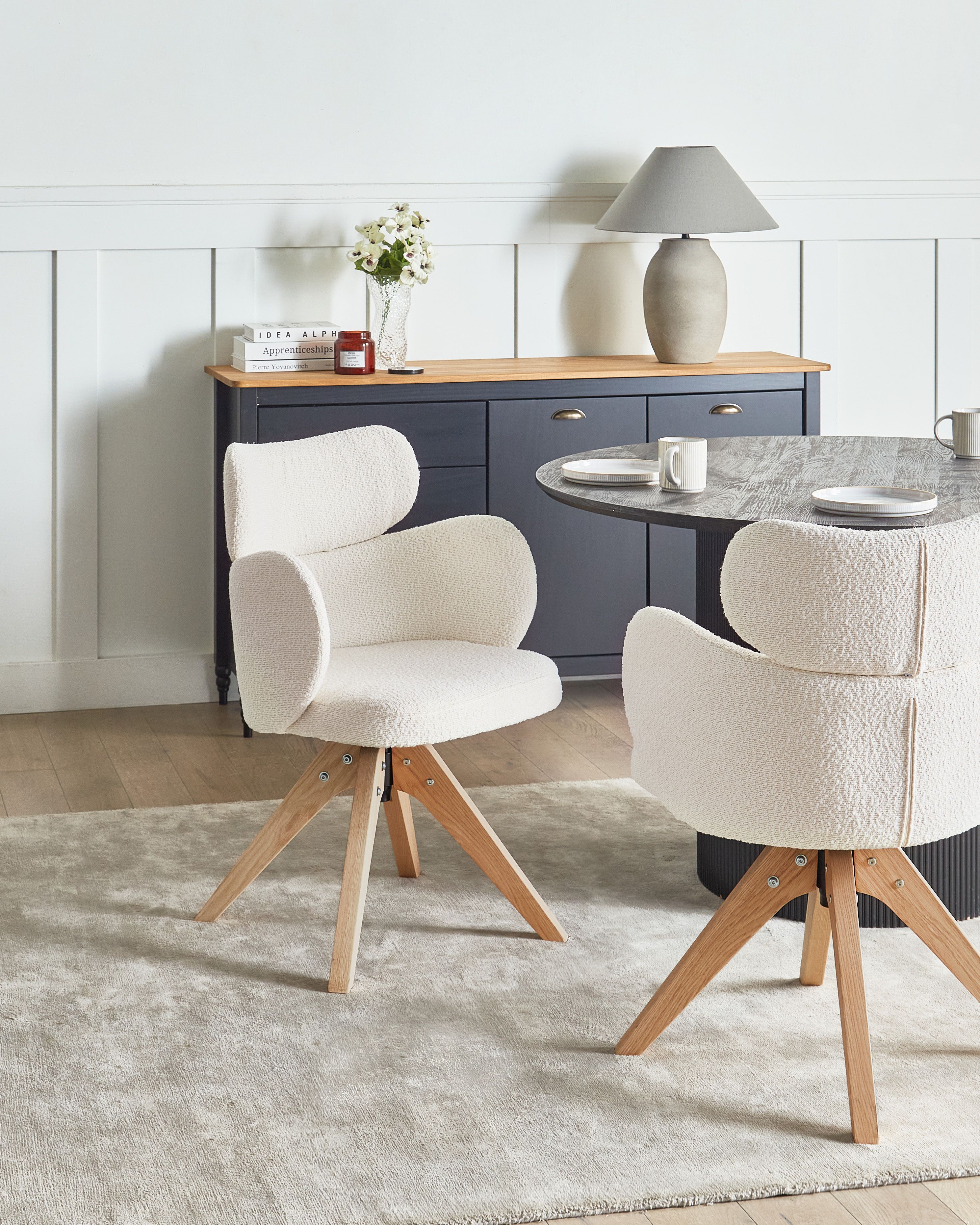 Dining Chair Swivel MARCY Boucle Light Beige
