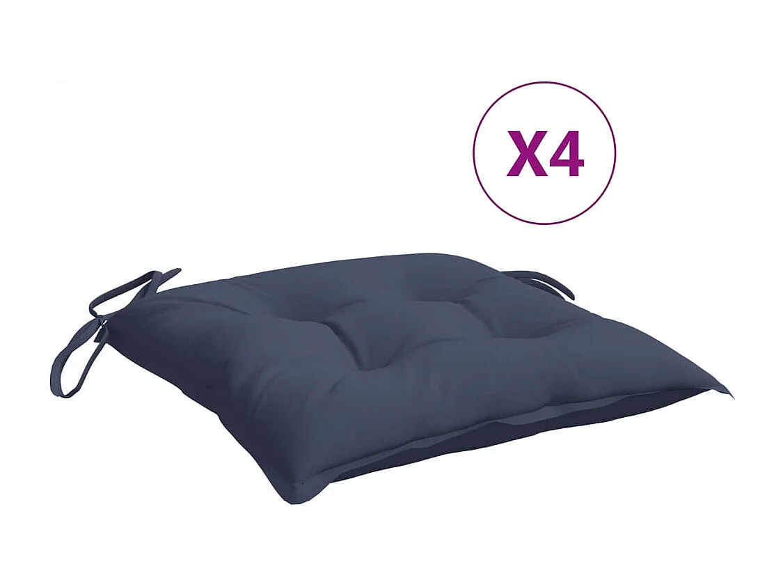 Coussins de chaise lot de 4 bleu marine 50x50x7 cm tissu oxford