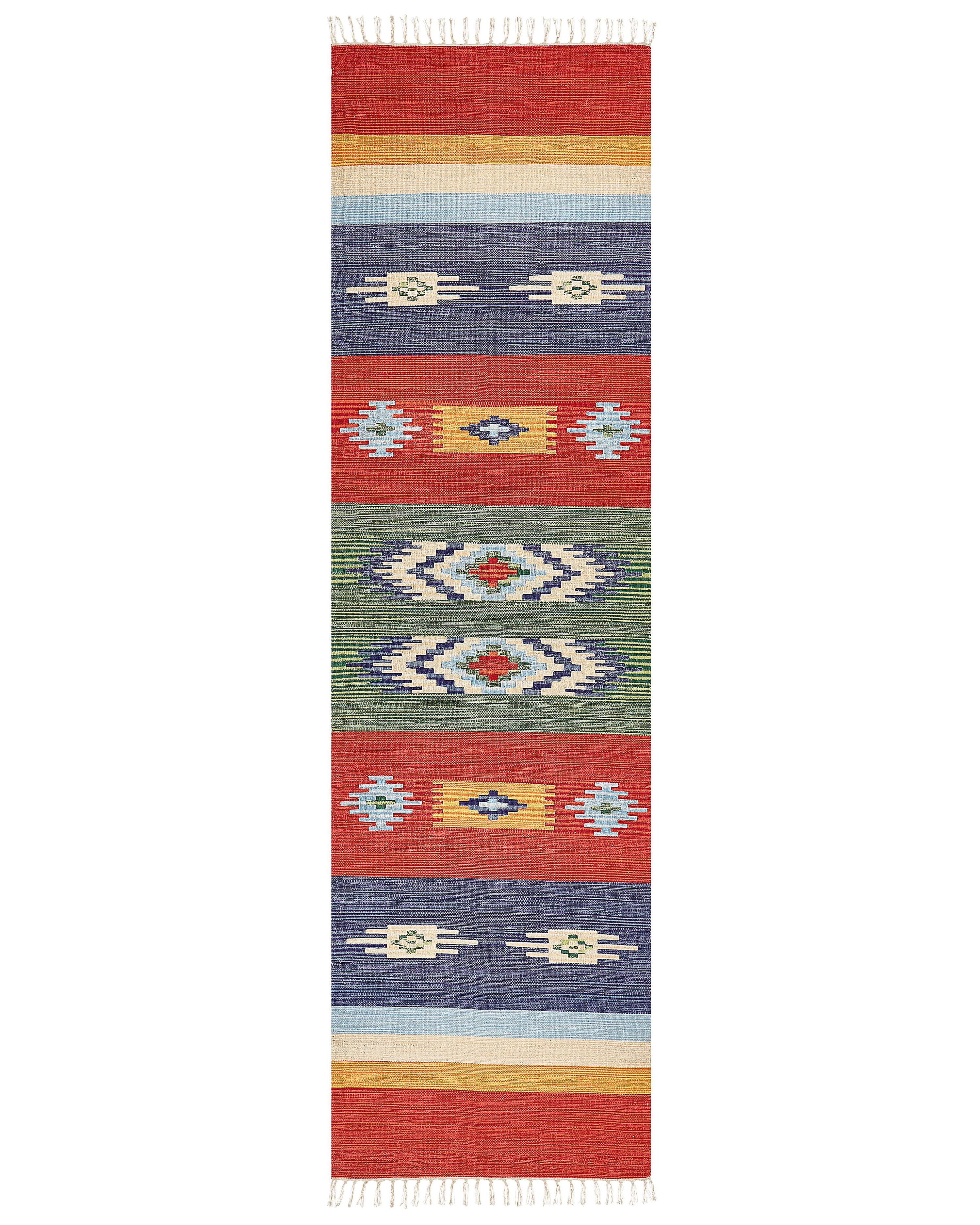 Rug KAMARIS Multicolour 80 x 300 cm Cotton Kilim