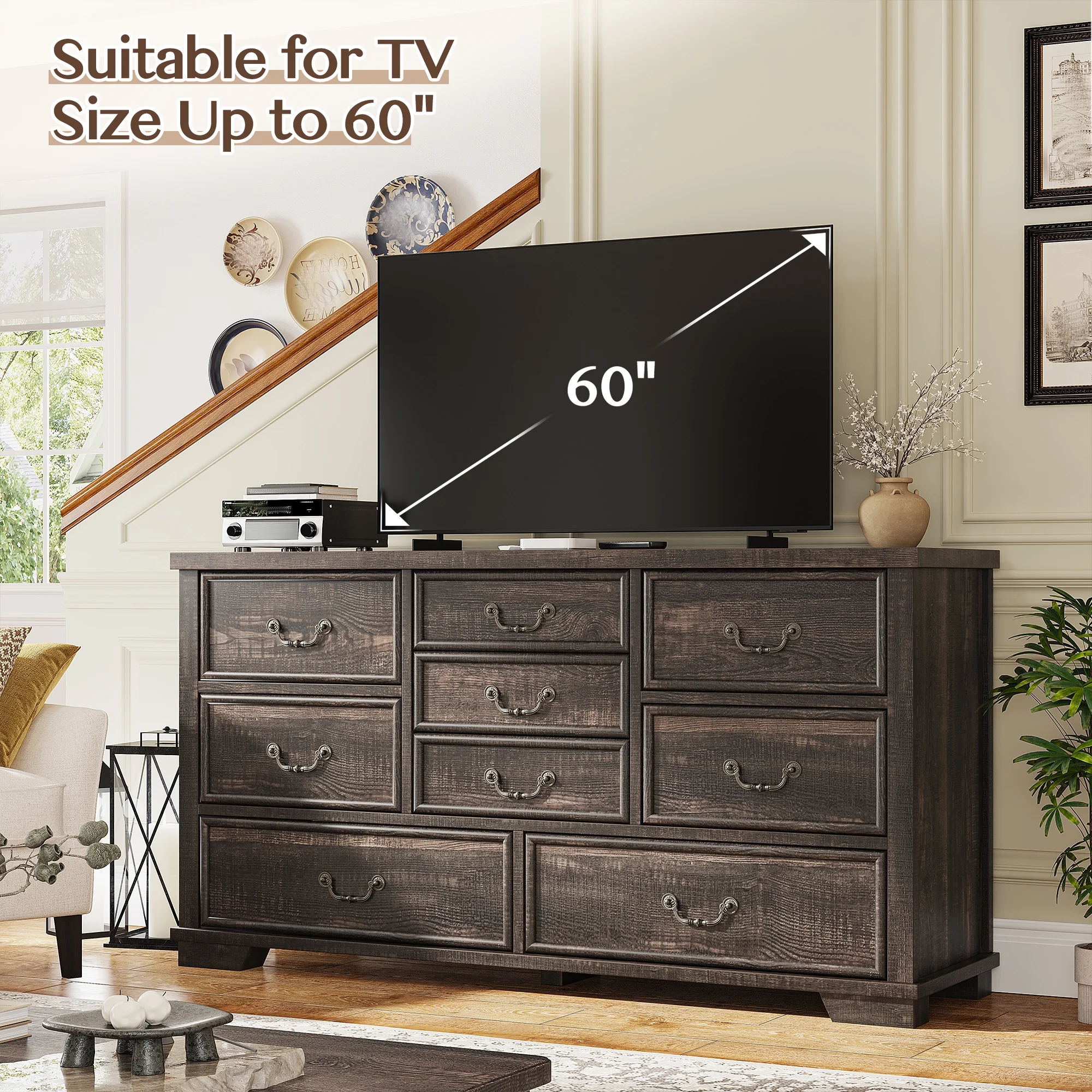 EnHomee Wood Dressers for Bedroom with 9 Drawers White Dresser Chest of Drawers for Living Room - Image 26