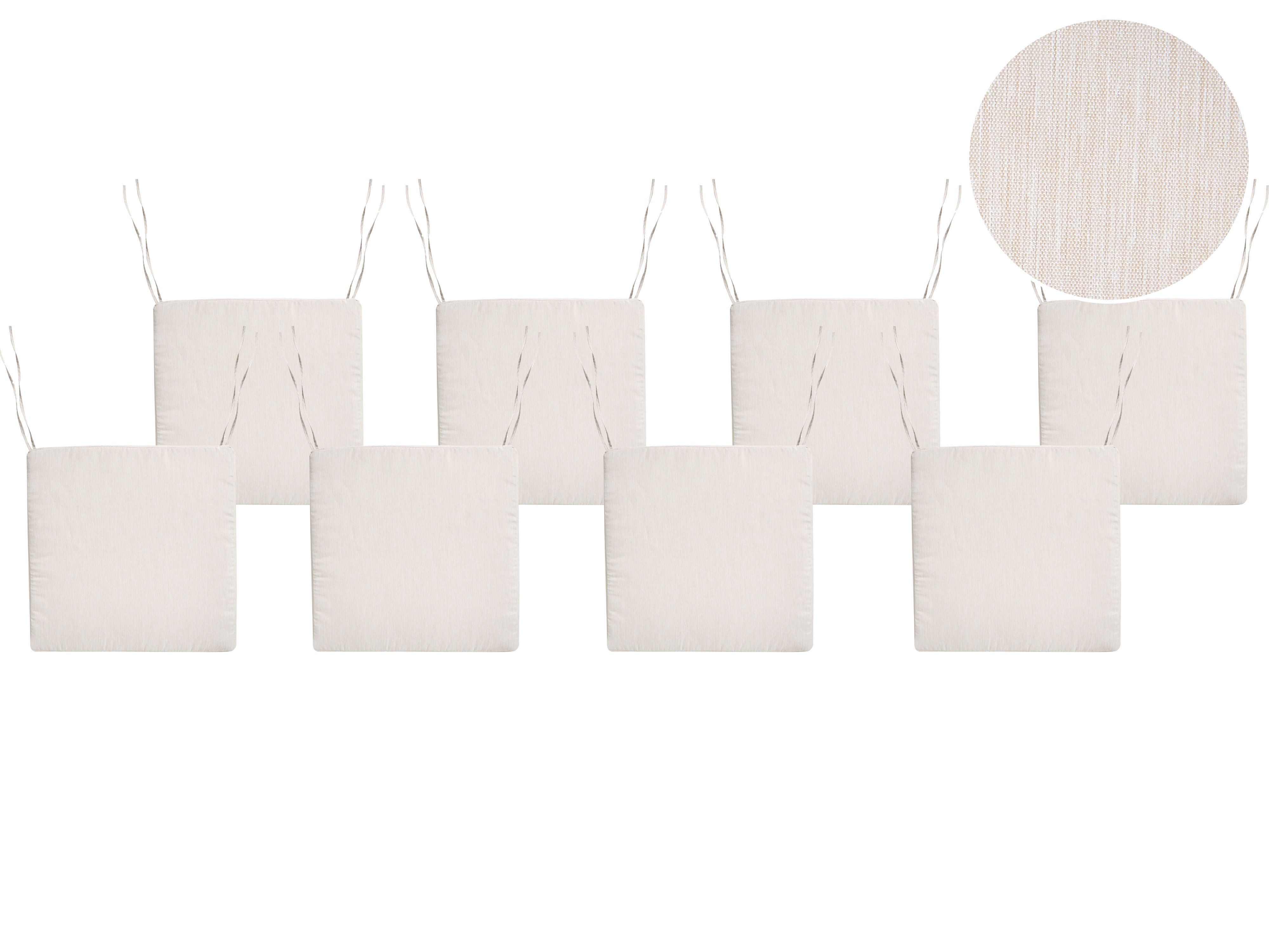 Set of 8 Garden Chair Cushions SASSARI PREMIUM 46 x 46 cm Light Beige