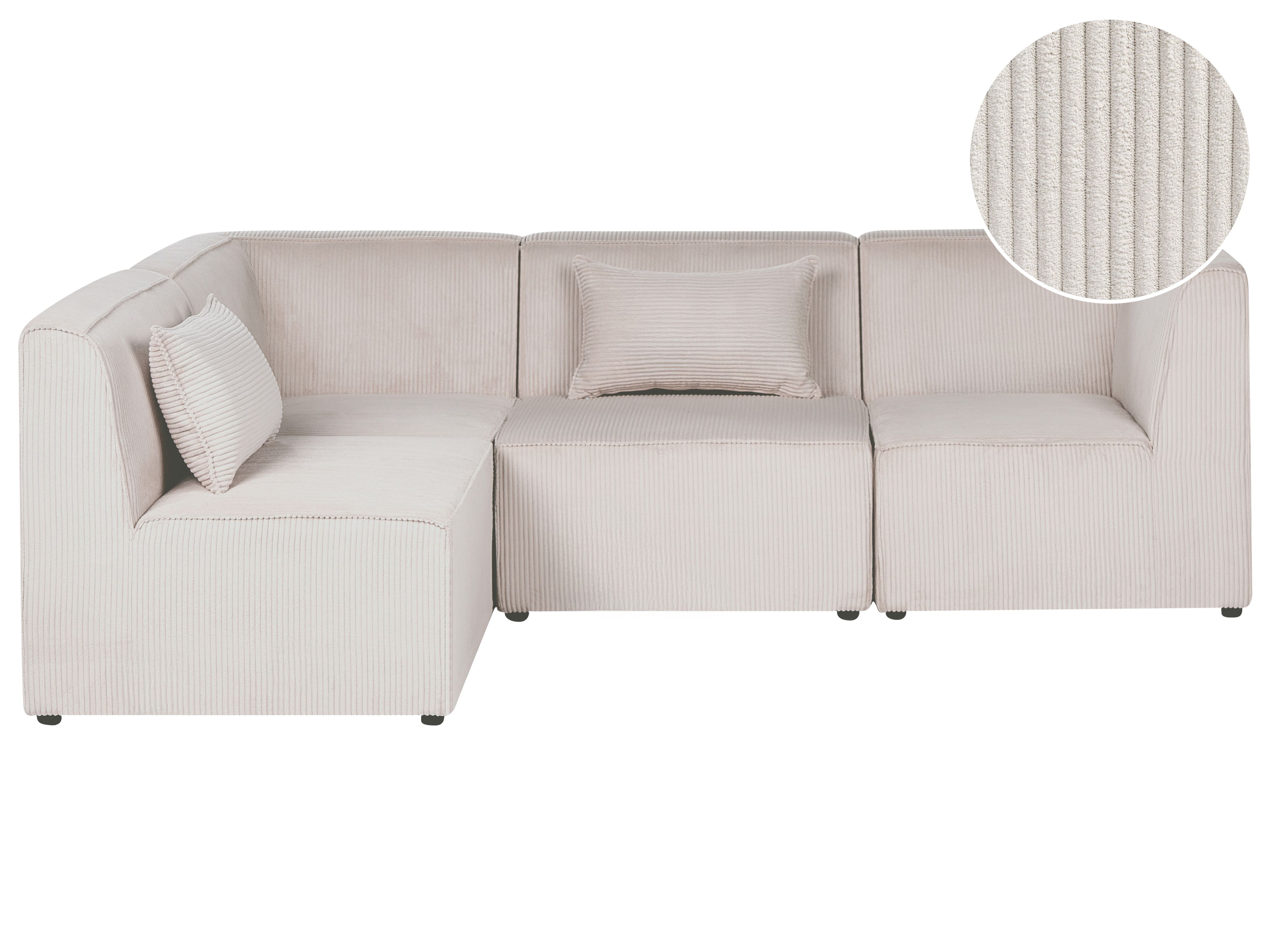 Modular Corner Sofa 4 Seater LEMVIG Corduroy Beige Right Hand
