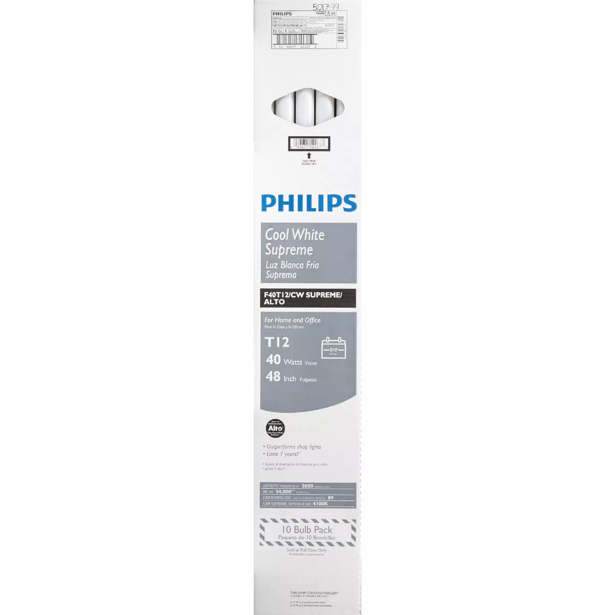 Philips ALTO 40W 48 In. Cool White T12 Medium Bi-Pin Fluorescent Tube Light Bulb (10-Pack)