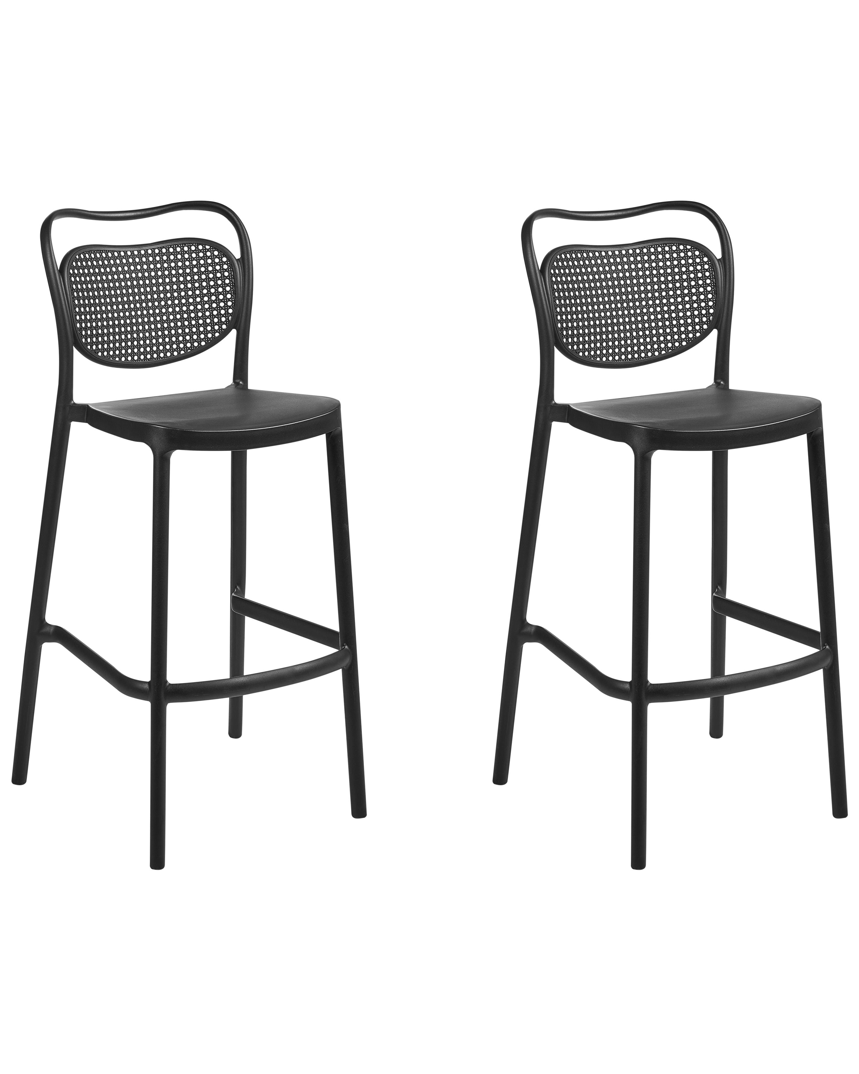 Set of 2 Garden Bar Chairs CELLENO Black