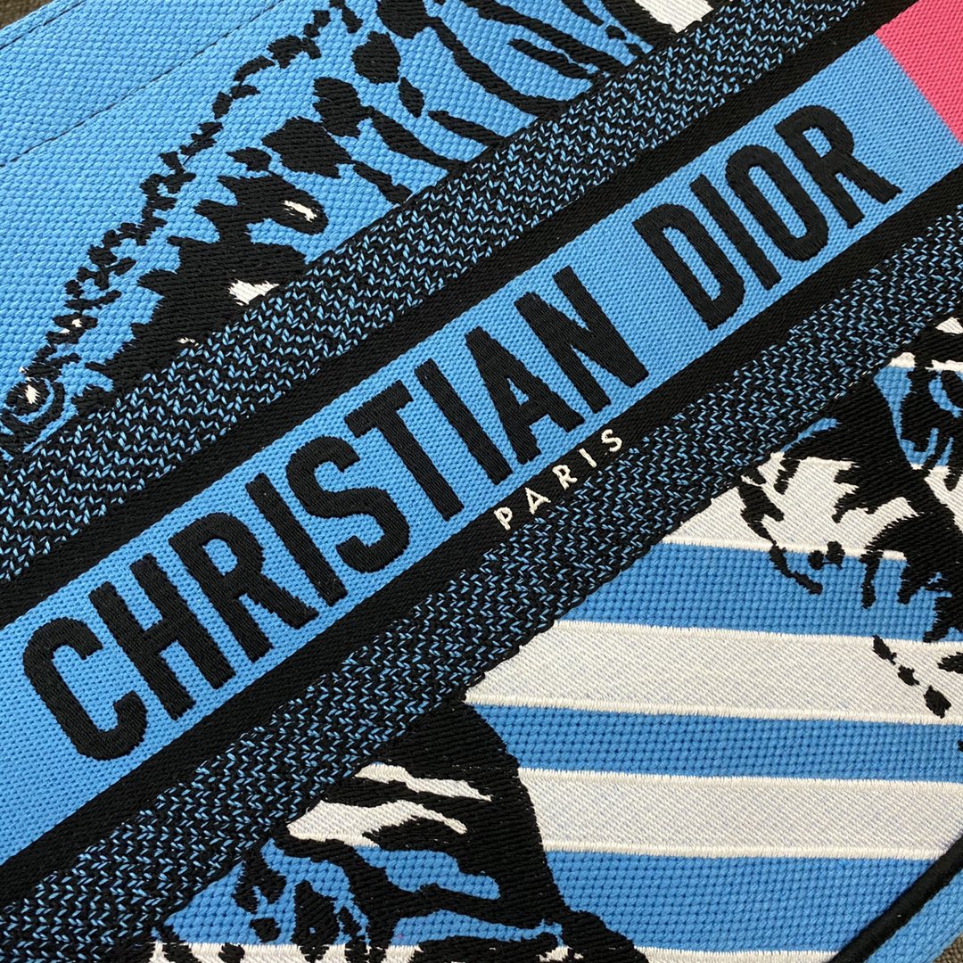 Christian Dior Medium Dior Book Tote Bright Blue and Bright Pink D-Jungle Pop Embroidery, Blue/Pink, For Women Women’s Handbags, 36cm CD M1296ZRON_M8881:1High-quality replica