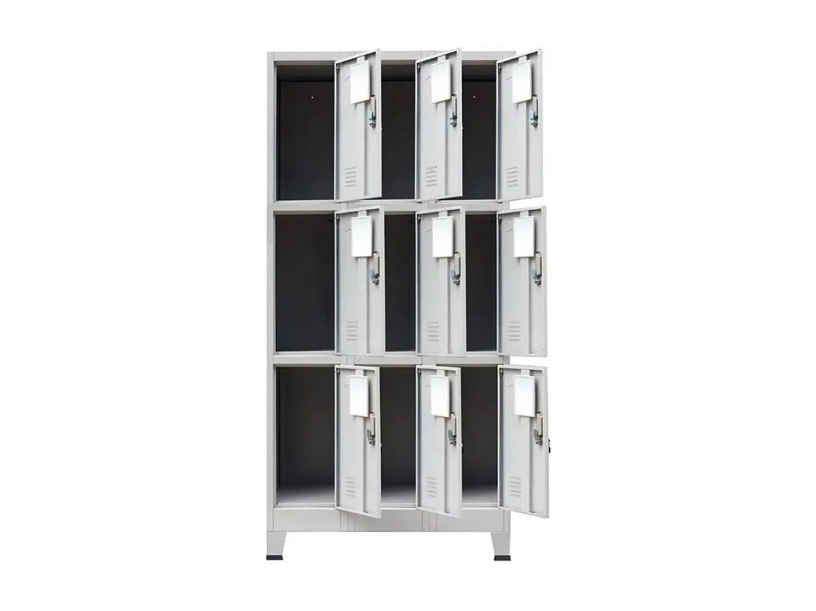 Armoire de bureau 9 portes métal gris Brook