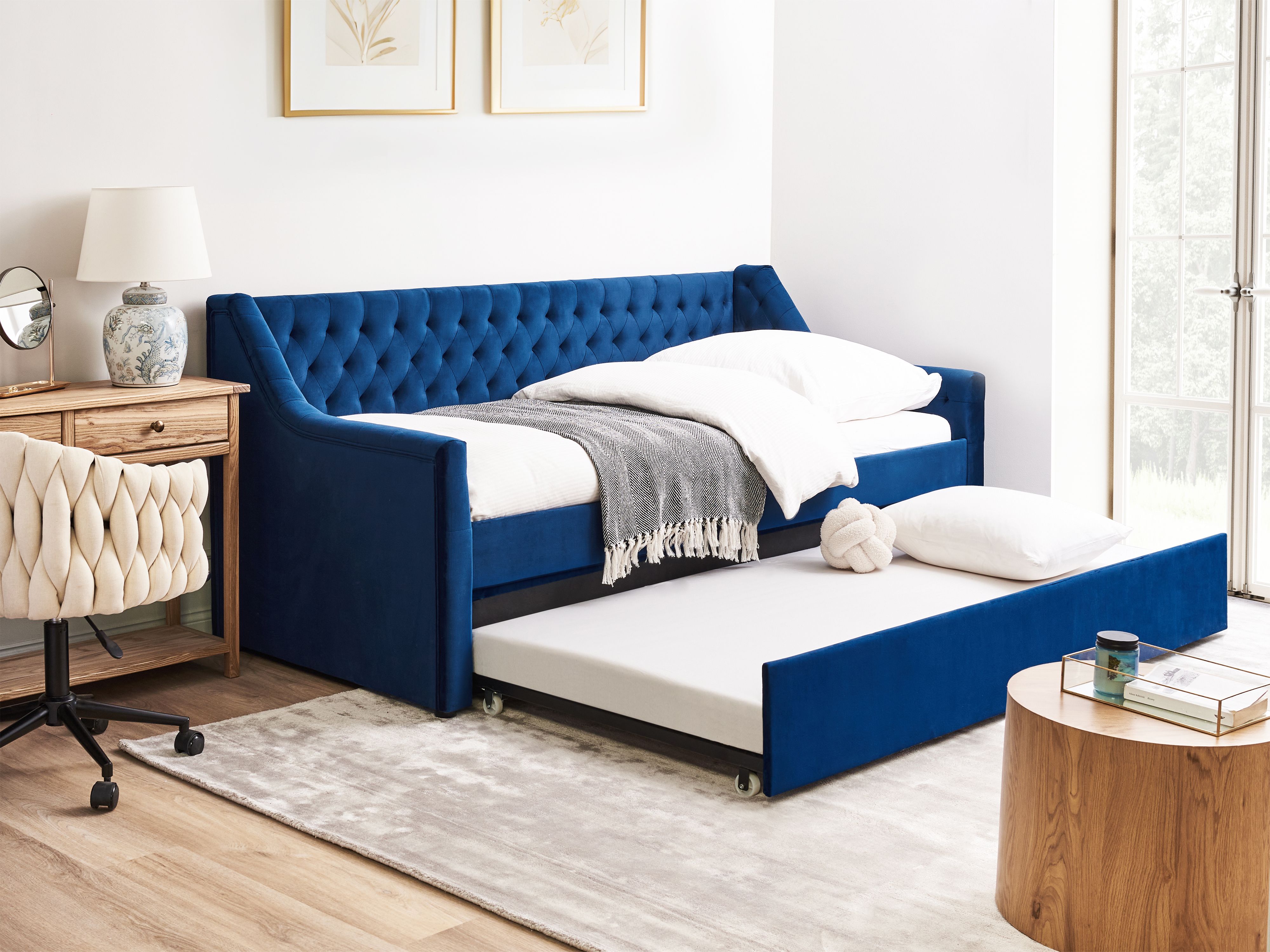 Trundle Bed Velvet MONTARGIS 90 x 200 cm (EU Single) Navy Blue