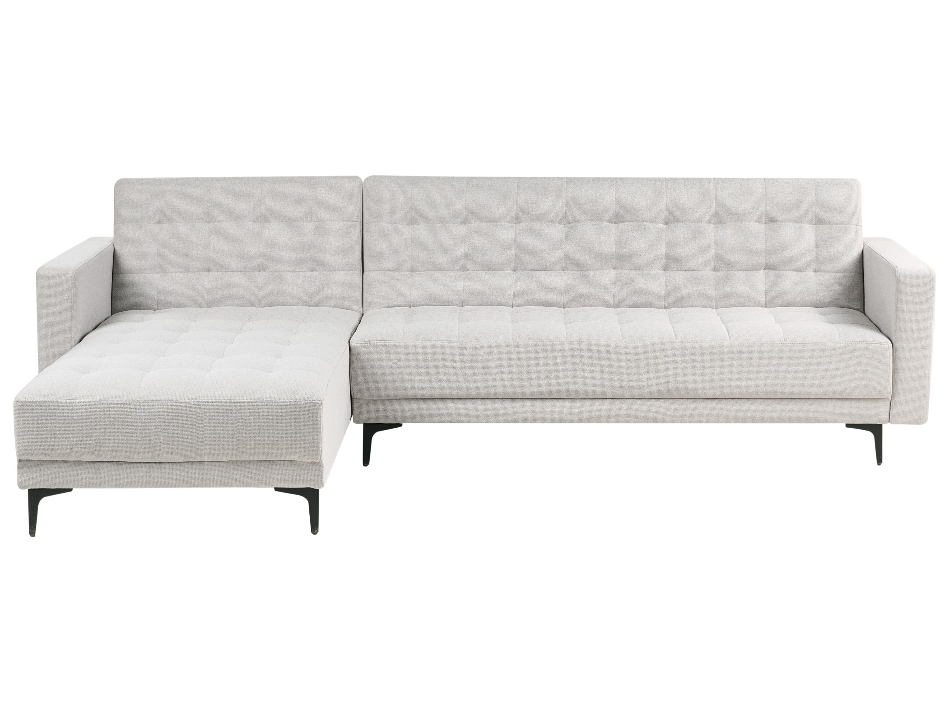 Modular Corner Sofa Bed 4 Seater ABERDEEN Fabric Light Grey Right Hand