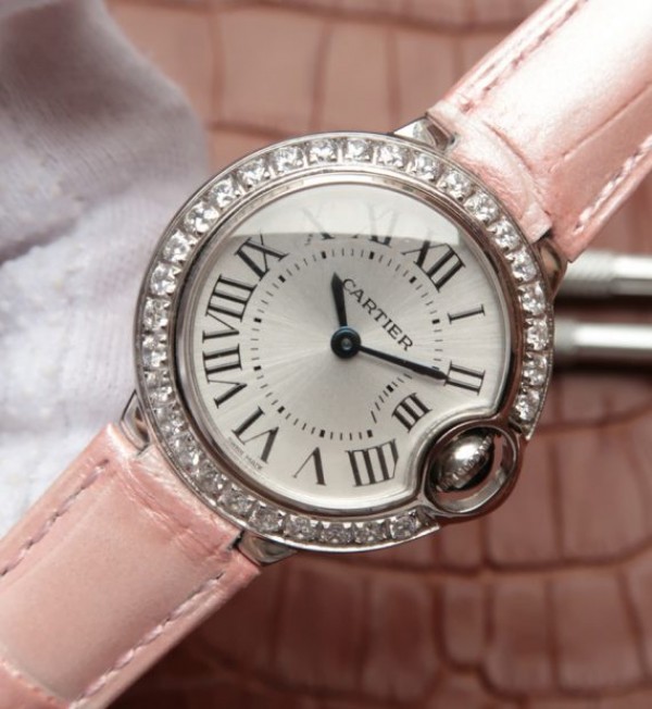 Replica Cartier Ballon Bleu 28mm SS Diamonds Bezel White Dial Ronda Quartz - Elite Watch Atelier