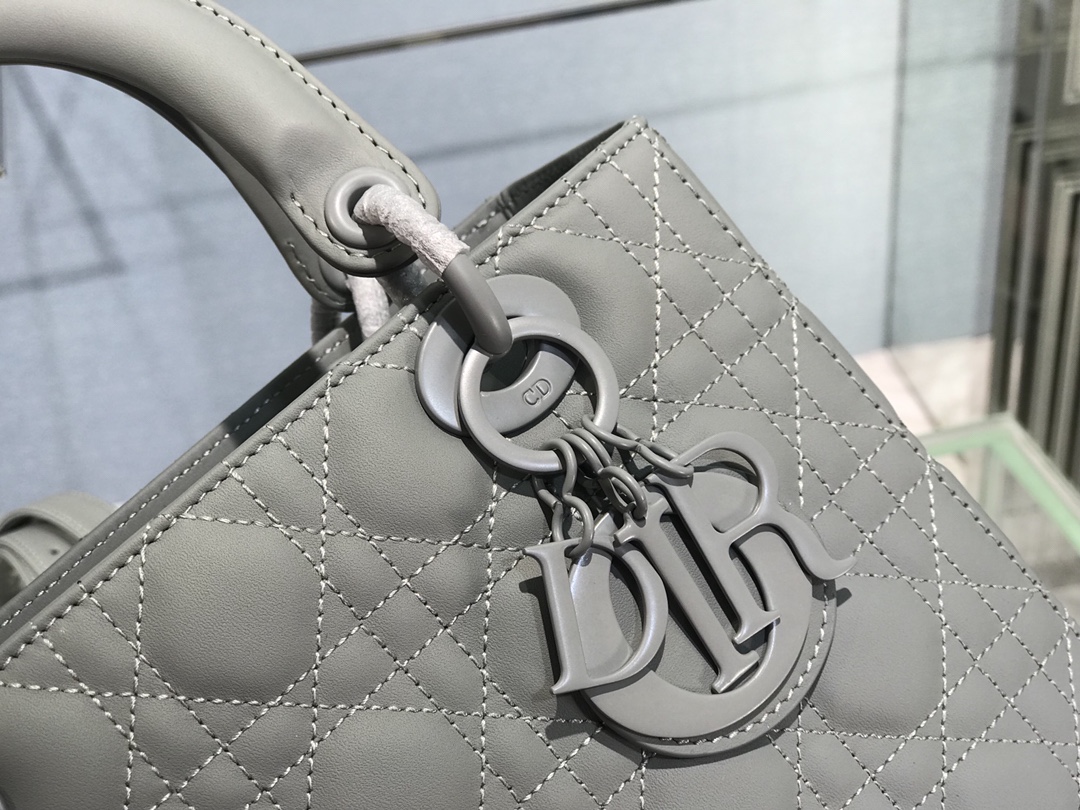 Christian Dior Medium Lady Dior Bag Grey For Women 9.5in/24cm1:1High-quality replica
