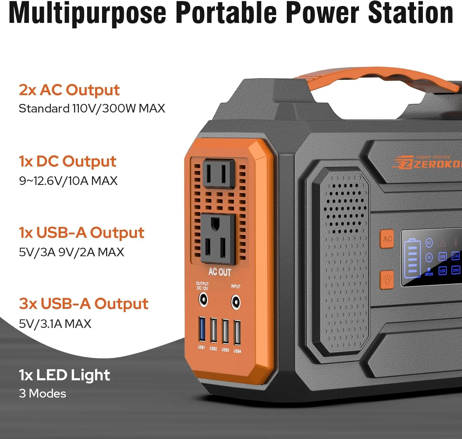 ZeroKor 300W Portable Power Station Bundle With 60W Solar Panel And 120W Power Bank - Image 3 ZeroKor 300W Portable Power Station Bundle With 60W Solar Panel And 120W Power Bank - Image 3