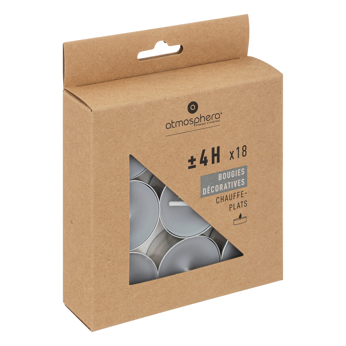 18 tea lights"Hugo" Light grey, 13g