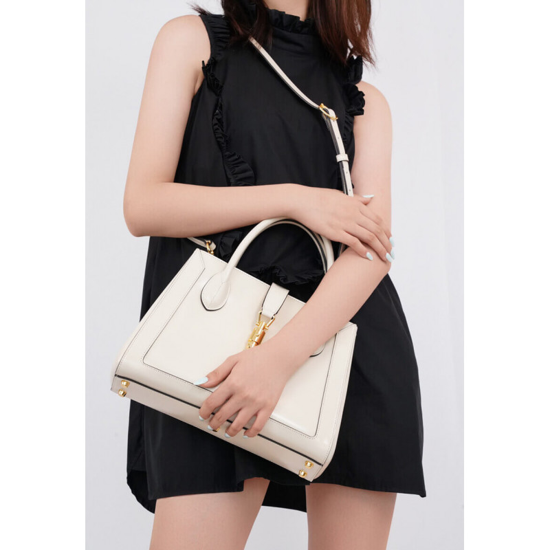 Replica Gucci Jackie 1961 Medium Tote Bag In White Leather 6490161:1High-quality replica