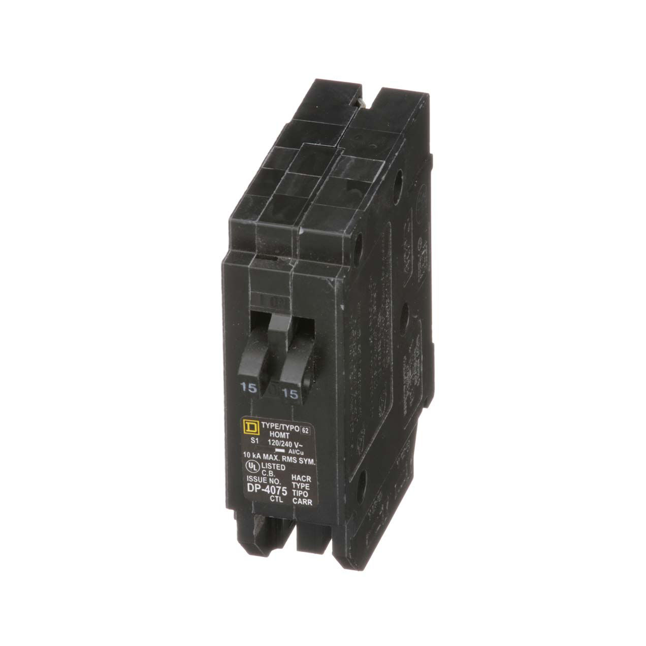 Square D Homeline 15A/15A Twin Single-Pole Standard Trip Tandem Circuit Breaker
