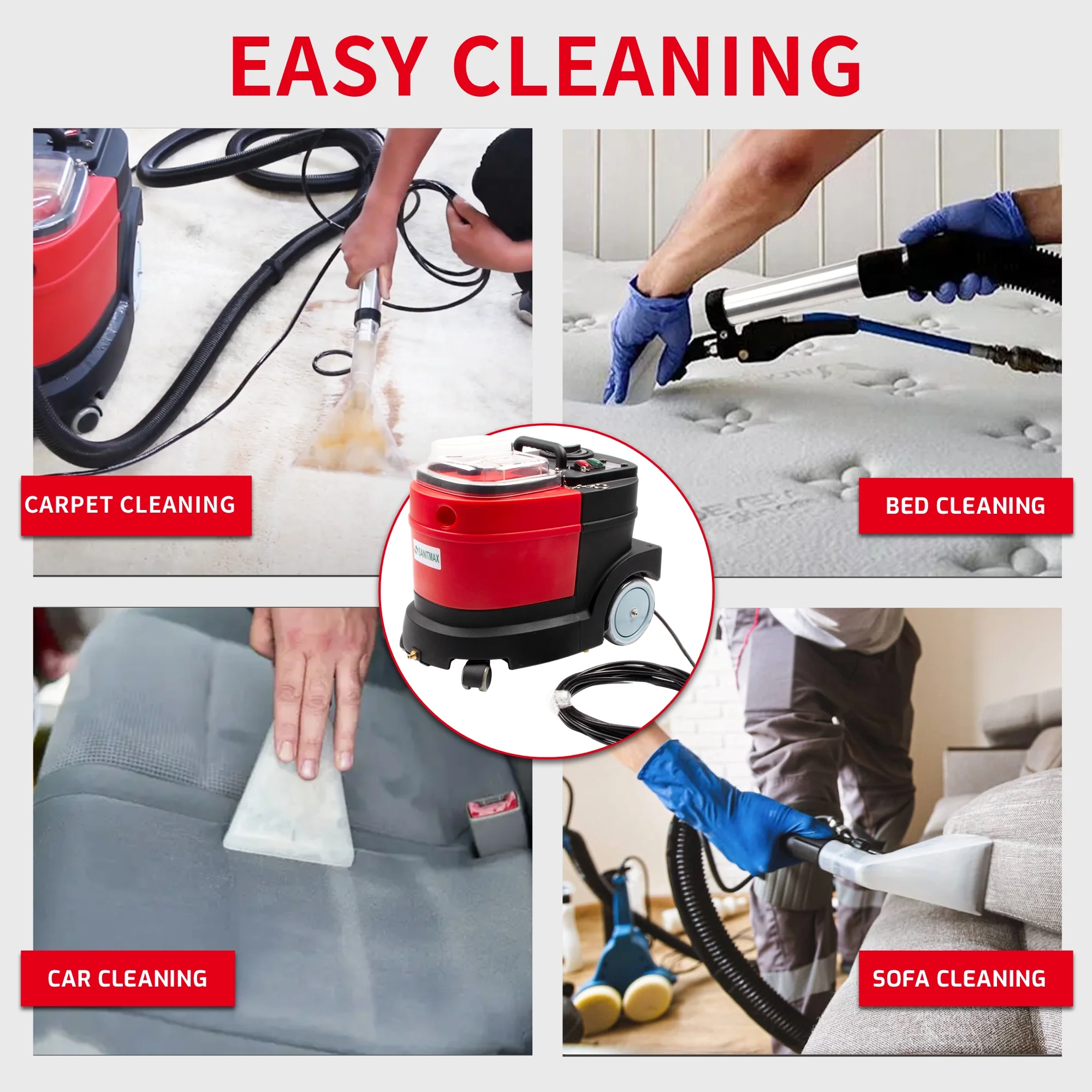 Carpet and Upholstery Extractor Cleaning Machine, Powerful 1.07 HP Motor, 3.7-gal Tank