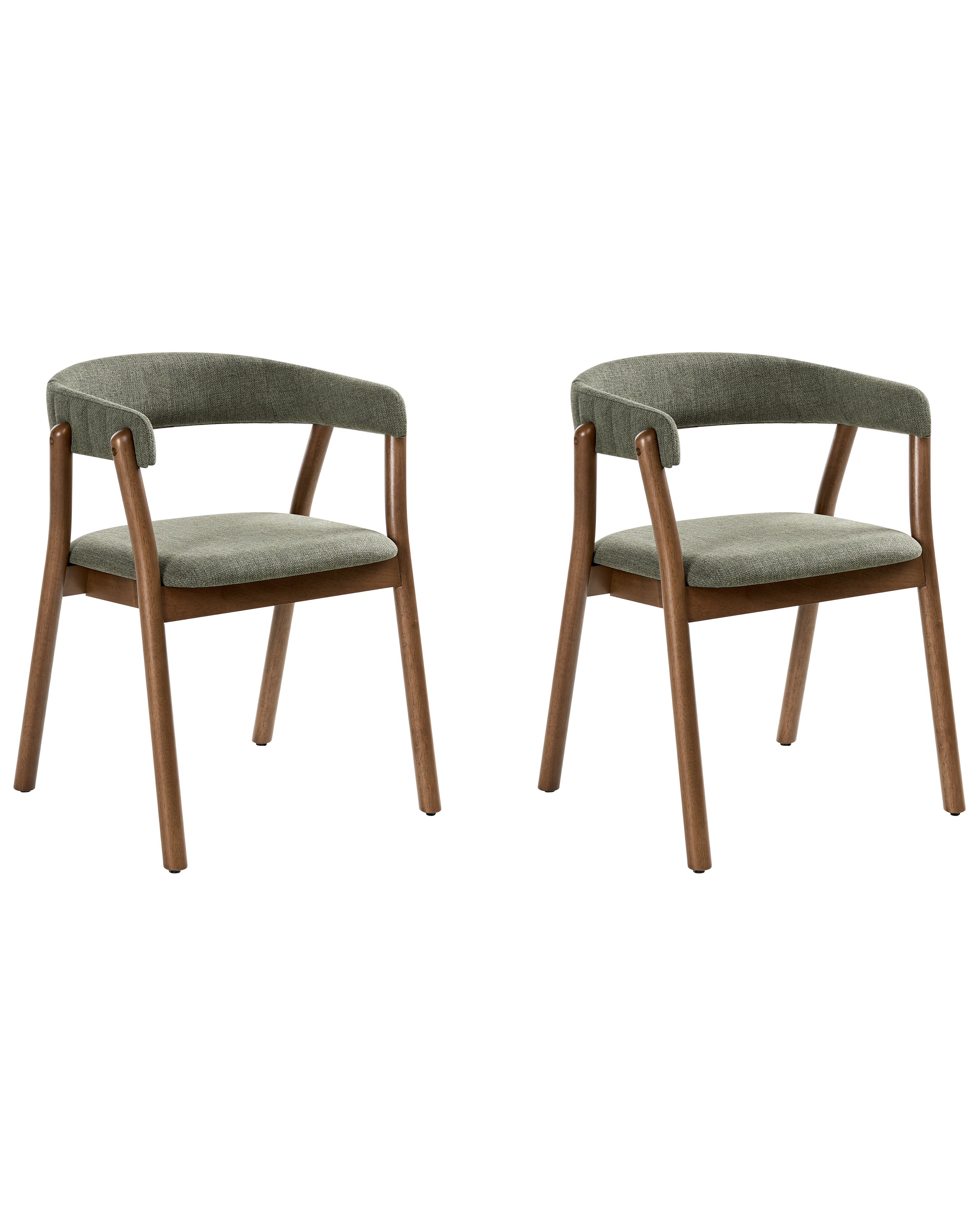 Set of 2 Dining Chairs MYLO Fabric Dark Brown/ Green