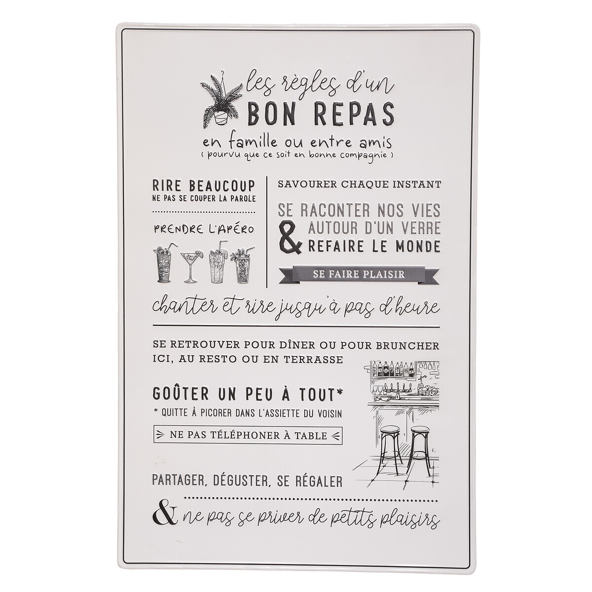 Wall decoration"Citation" Black and white, 38x58 cm