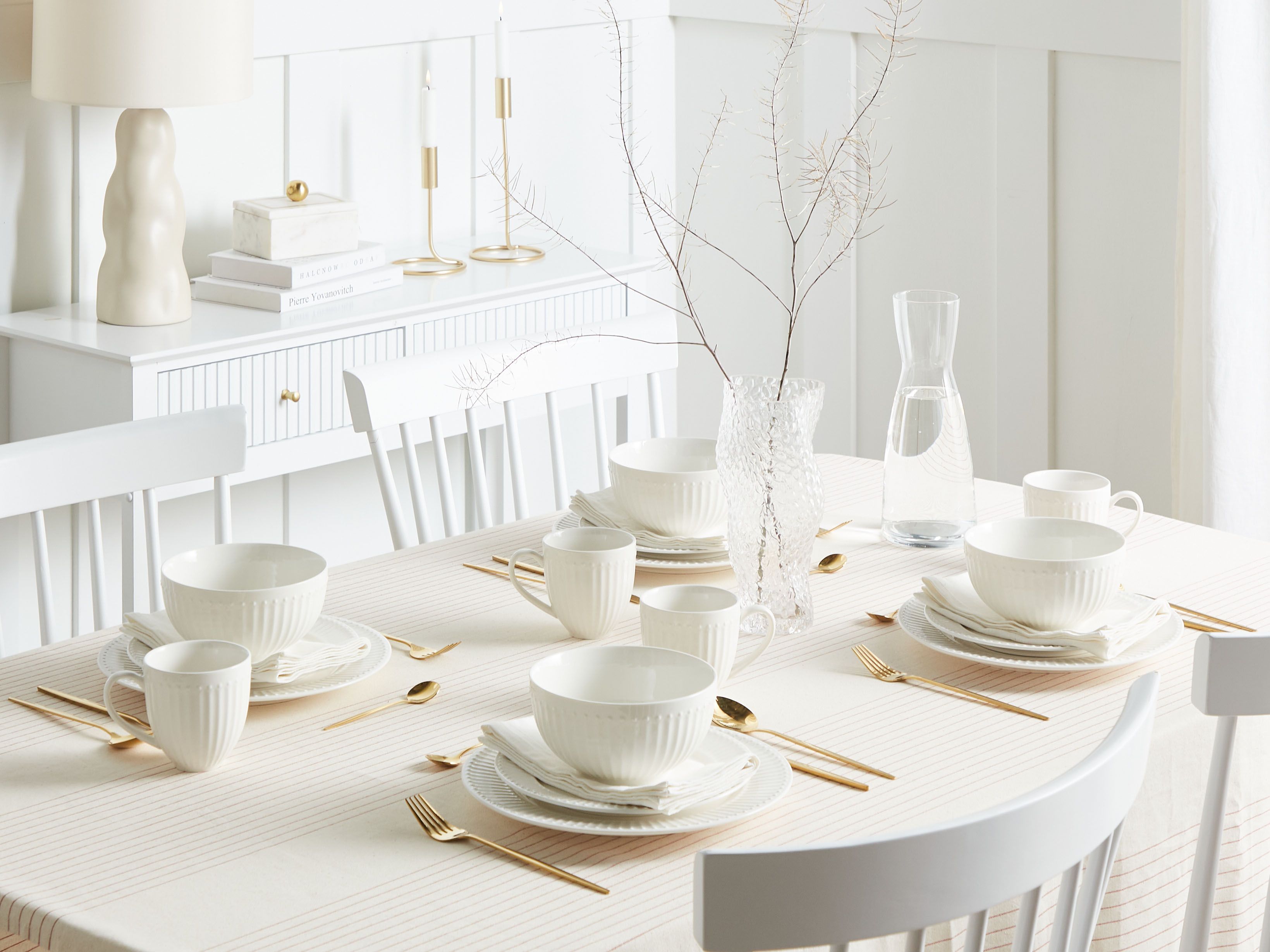 Set of 16 Dinnerware COWSLIP Porcelain White