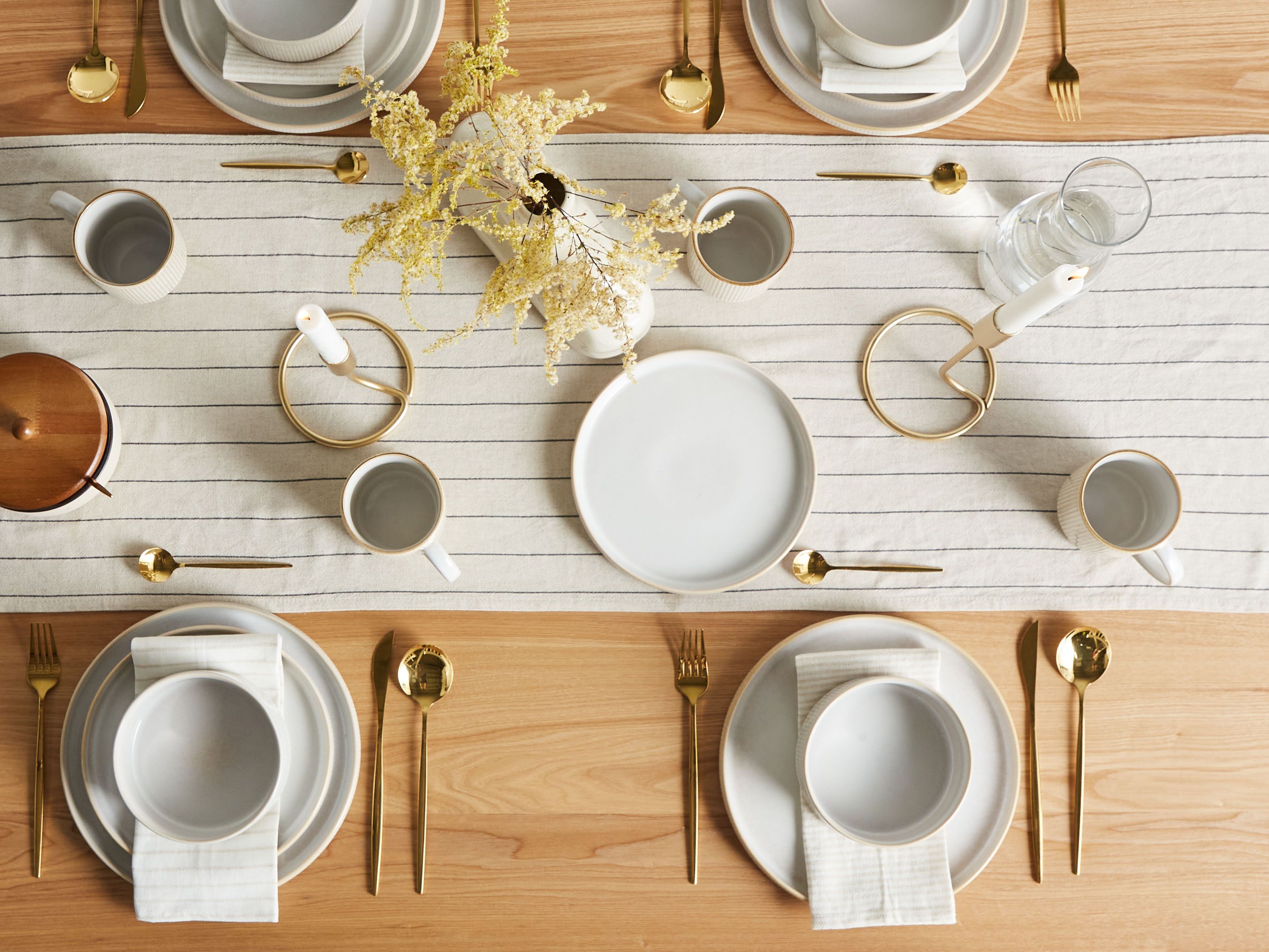 Set of 12 Dinnerware SPIKENARD Stoneware Off-White