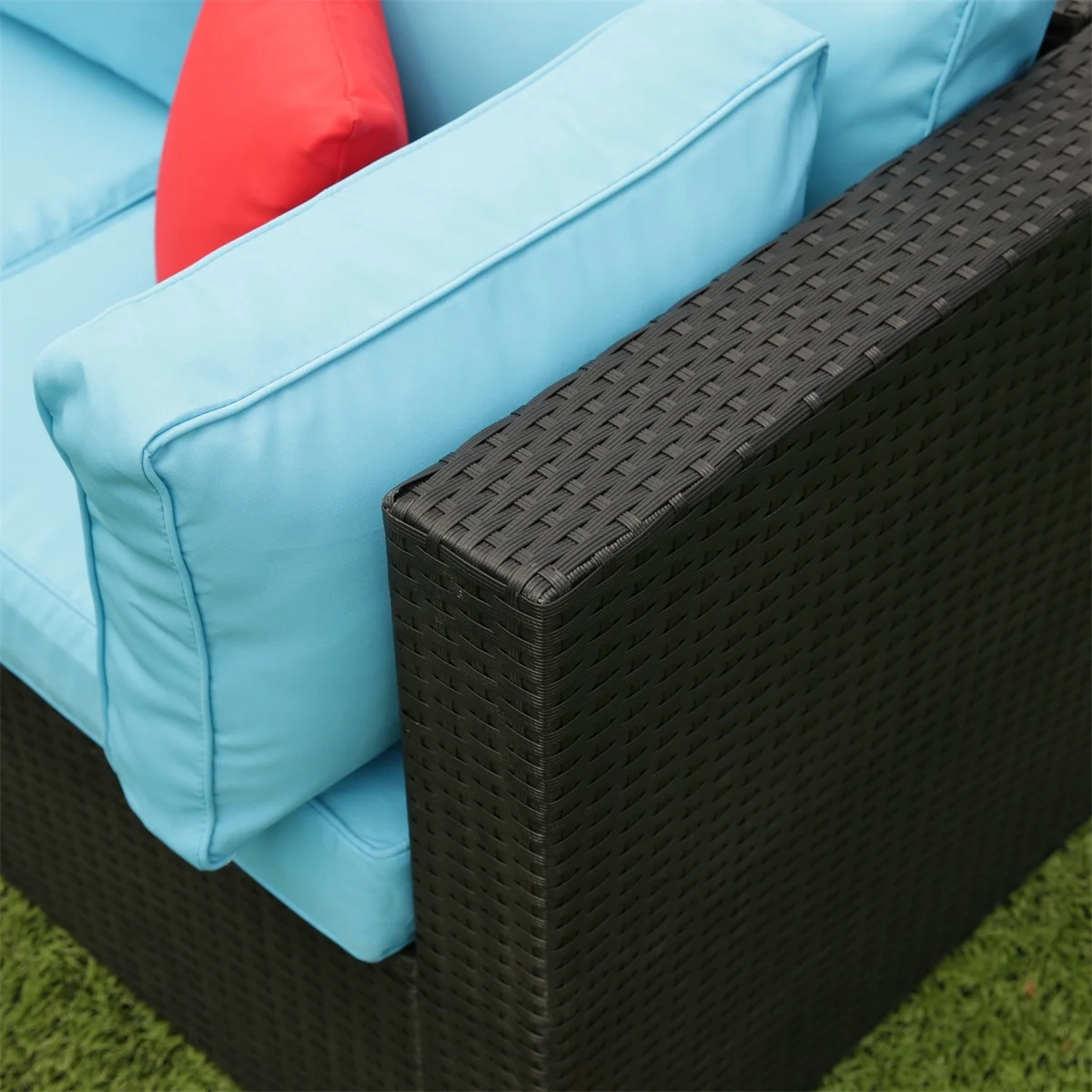 7 Piece Patio Furniture Sets Outdoor Sectional PE Rattan Outdoor Furniture Patio Conversation Set with Cushions and Glass Coffee Table, for Balcony Lawn and Garden, Gray - Image 28