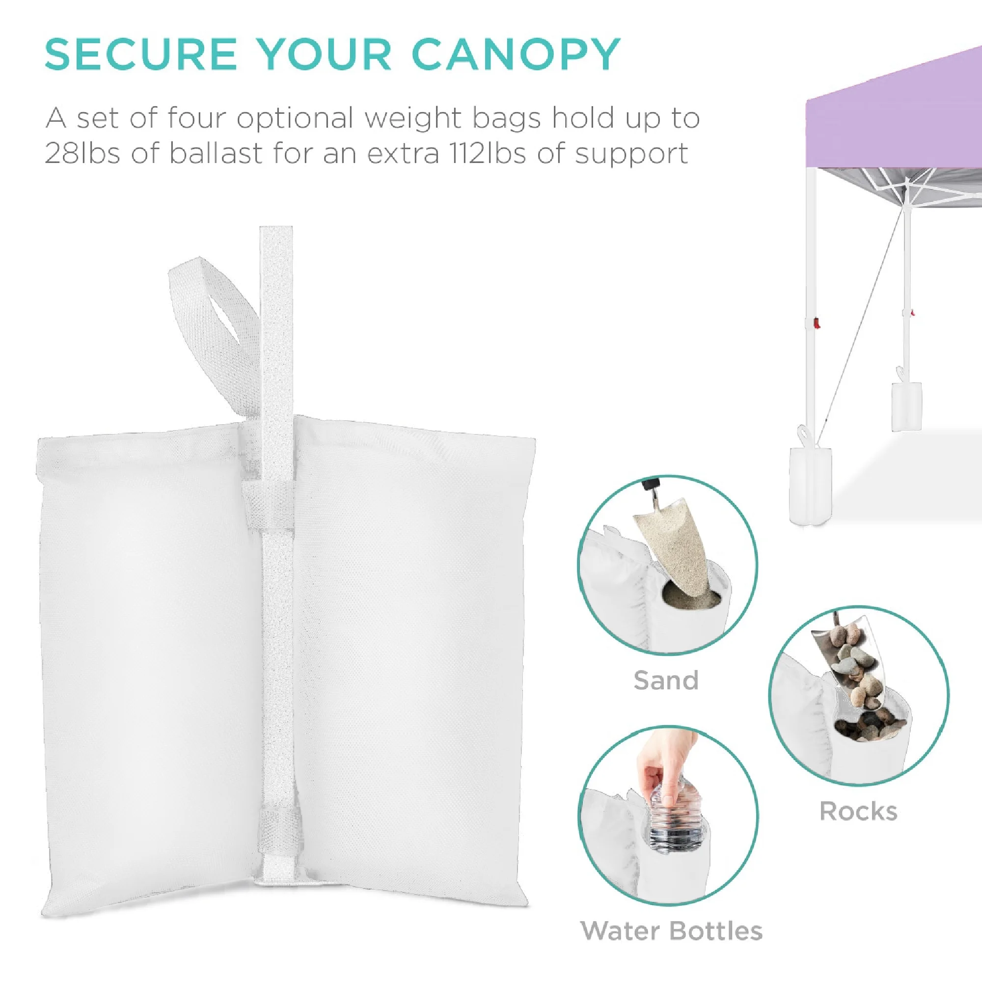 Best Choice Products 10x10ft Easy Setup Pop Up Canopy w/ 1-Button Setup, Wheeled Case, 4 Weight Bags - White - Image 31