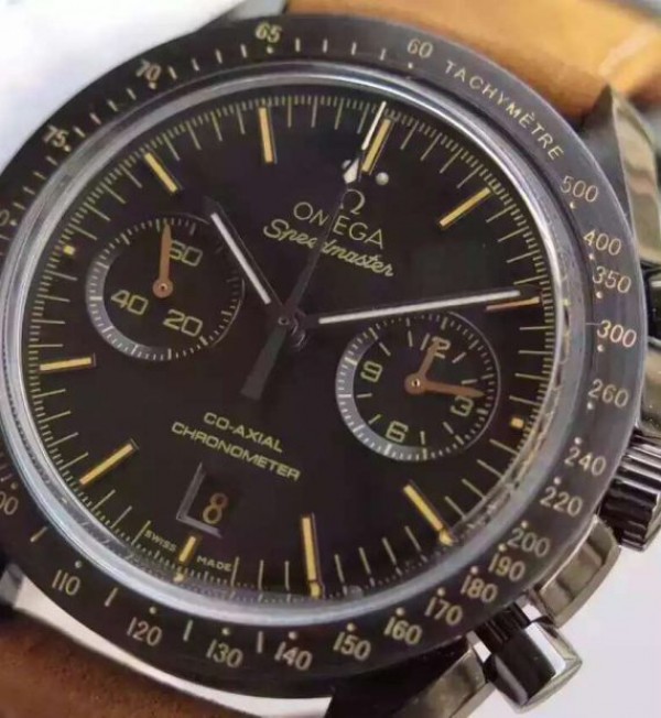 Replica Omega Speedmaster Moonwatch PVD Chrono Vintage Black Asso/Rubber Strap A9300 - Top club