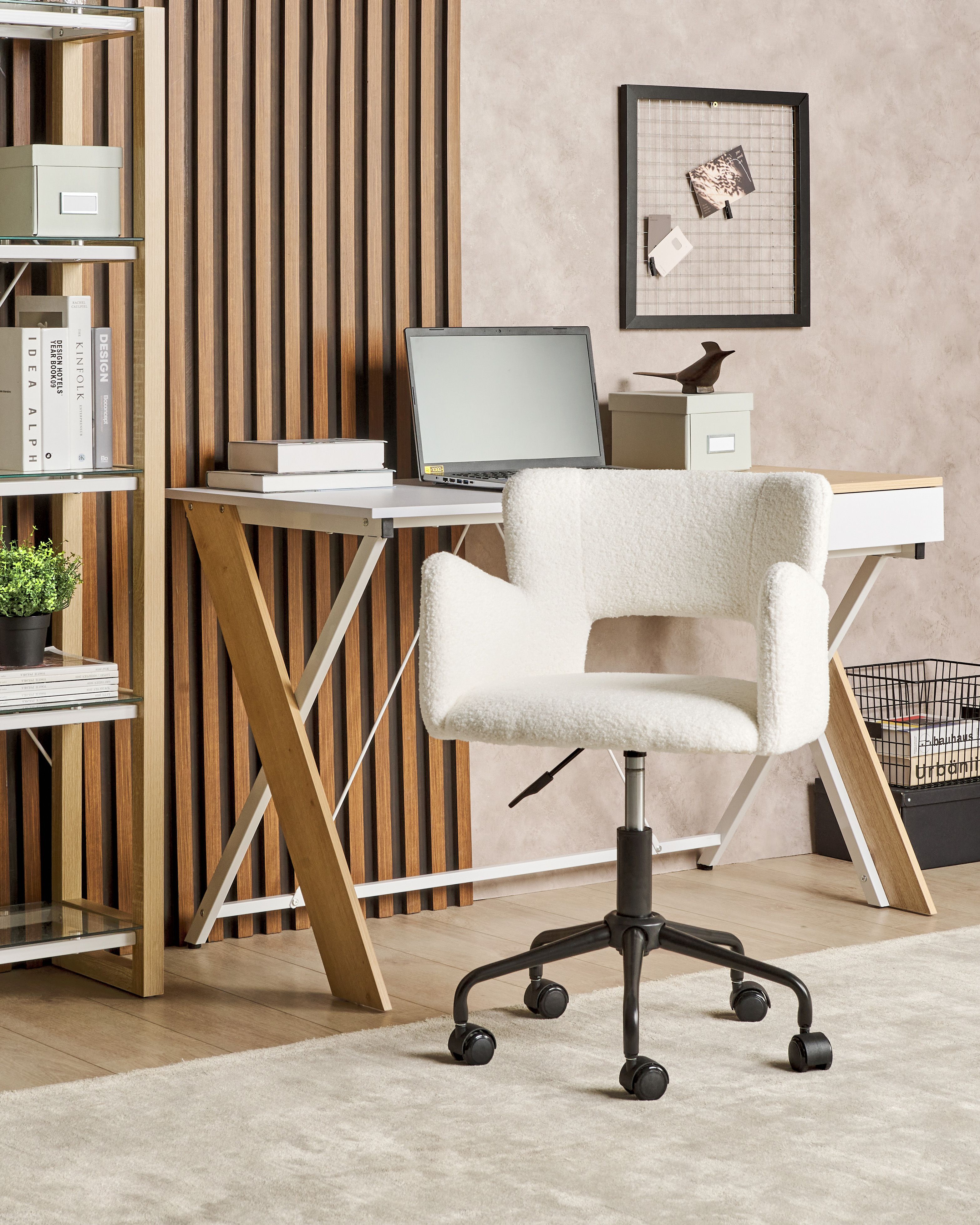 Desk Chair SANILAC II Boucle Off-White