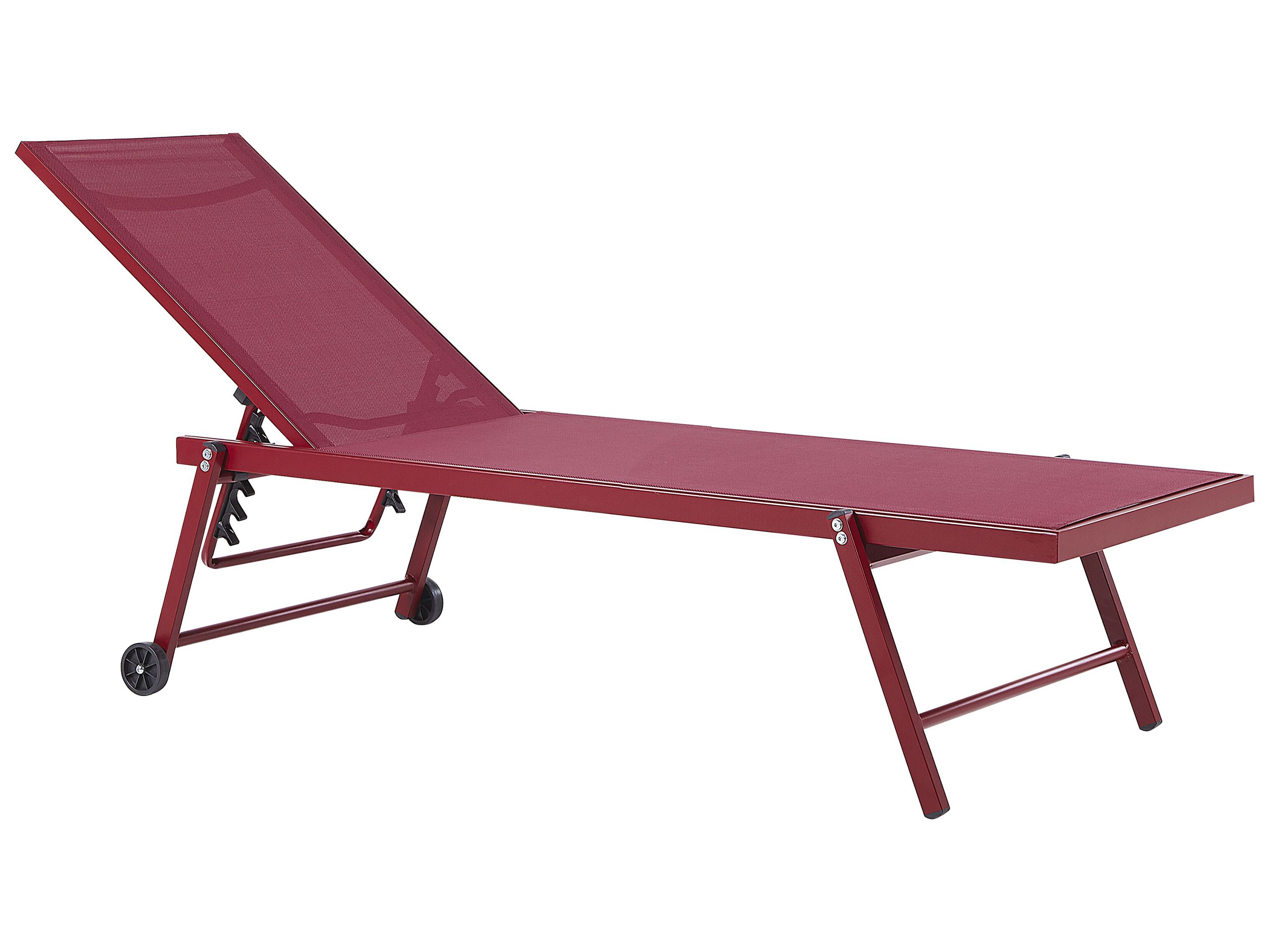 Sun Lounger PORTOFINO Reclining Metal Burgundy