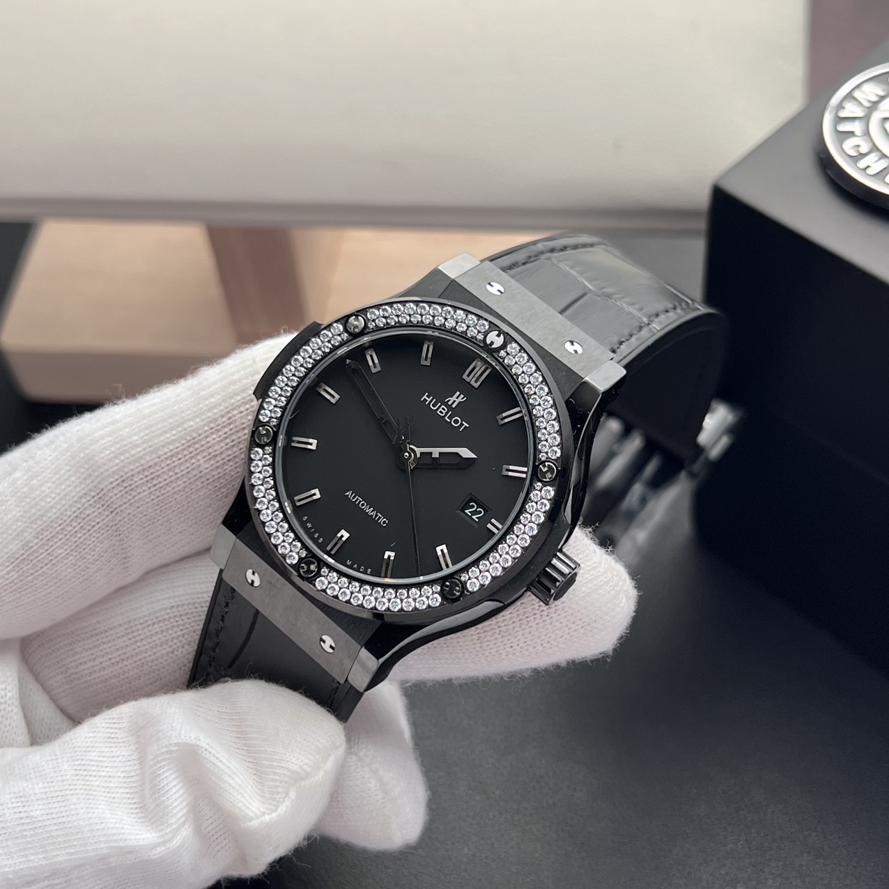 Hublot Classic Fusion Ceramic Diamond Bezel Replica High Quality JJZ 42mm - Elite Watch Atelier
