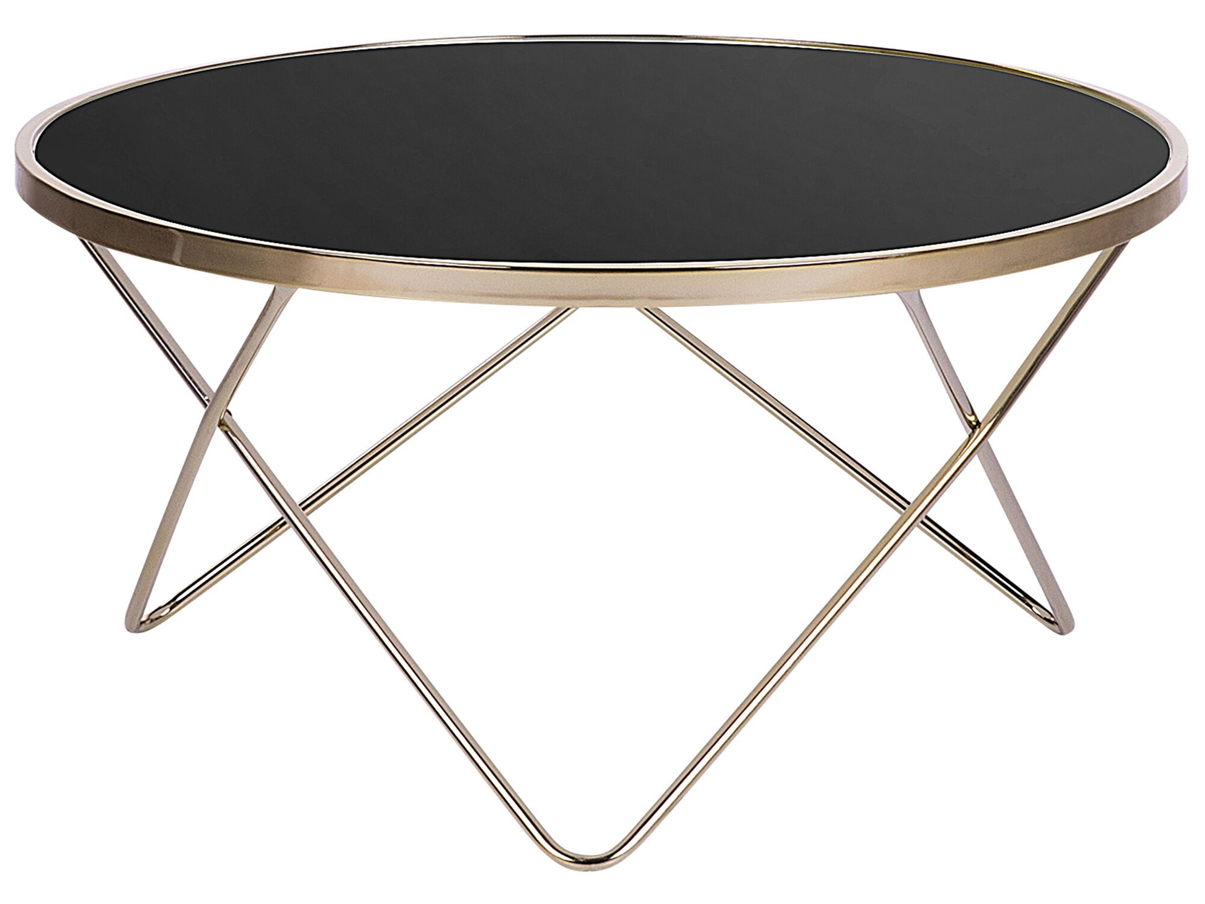 Coffee Table MERIDIAN Tempered Glass Black/ Gold