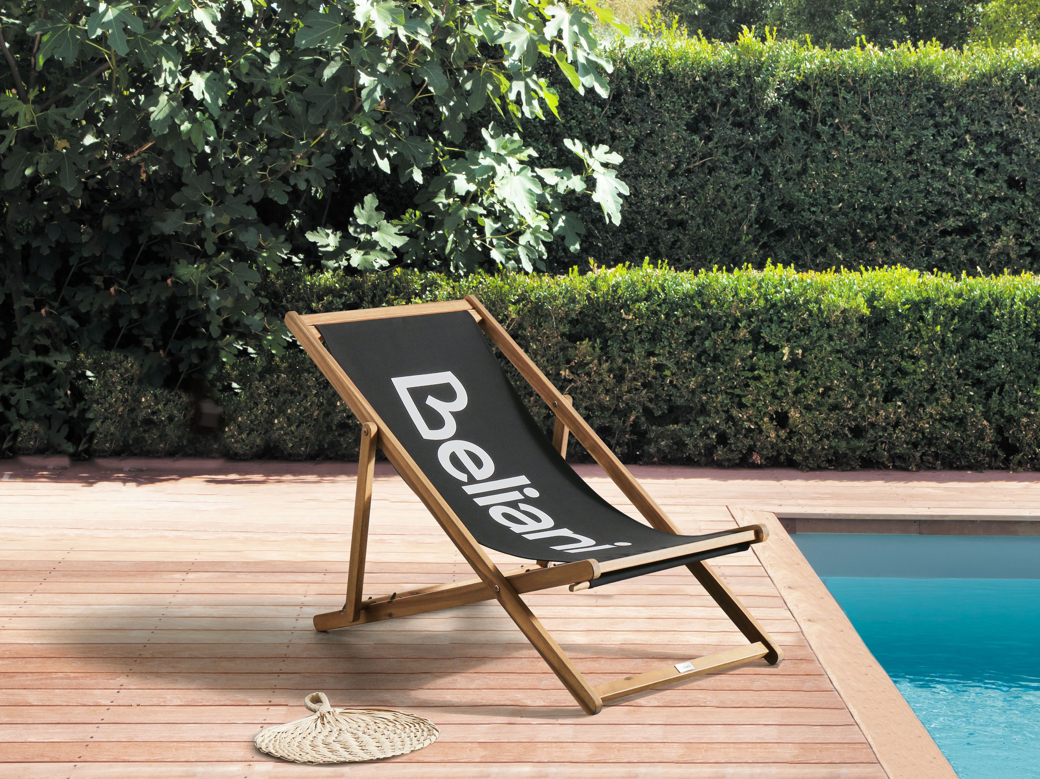 Folding Deck Chair ANZIO Acacia Wood Black