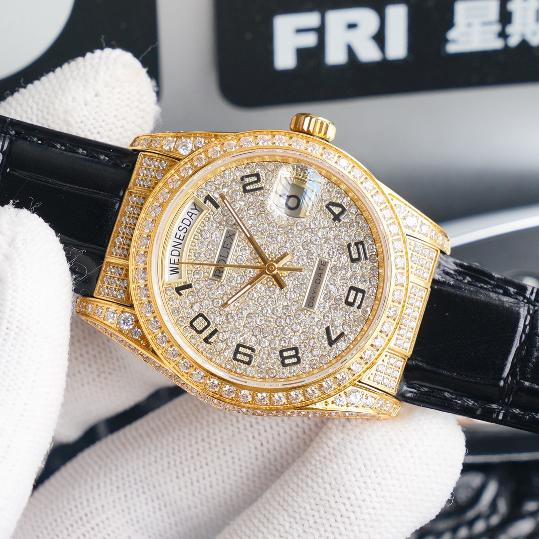 Rolex new full-diamond logotype - full diamonds with classic lettering - official size 36mm(1:1 replica) - Elite Watch Atelier