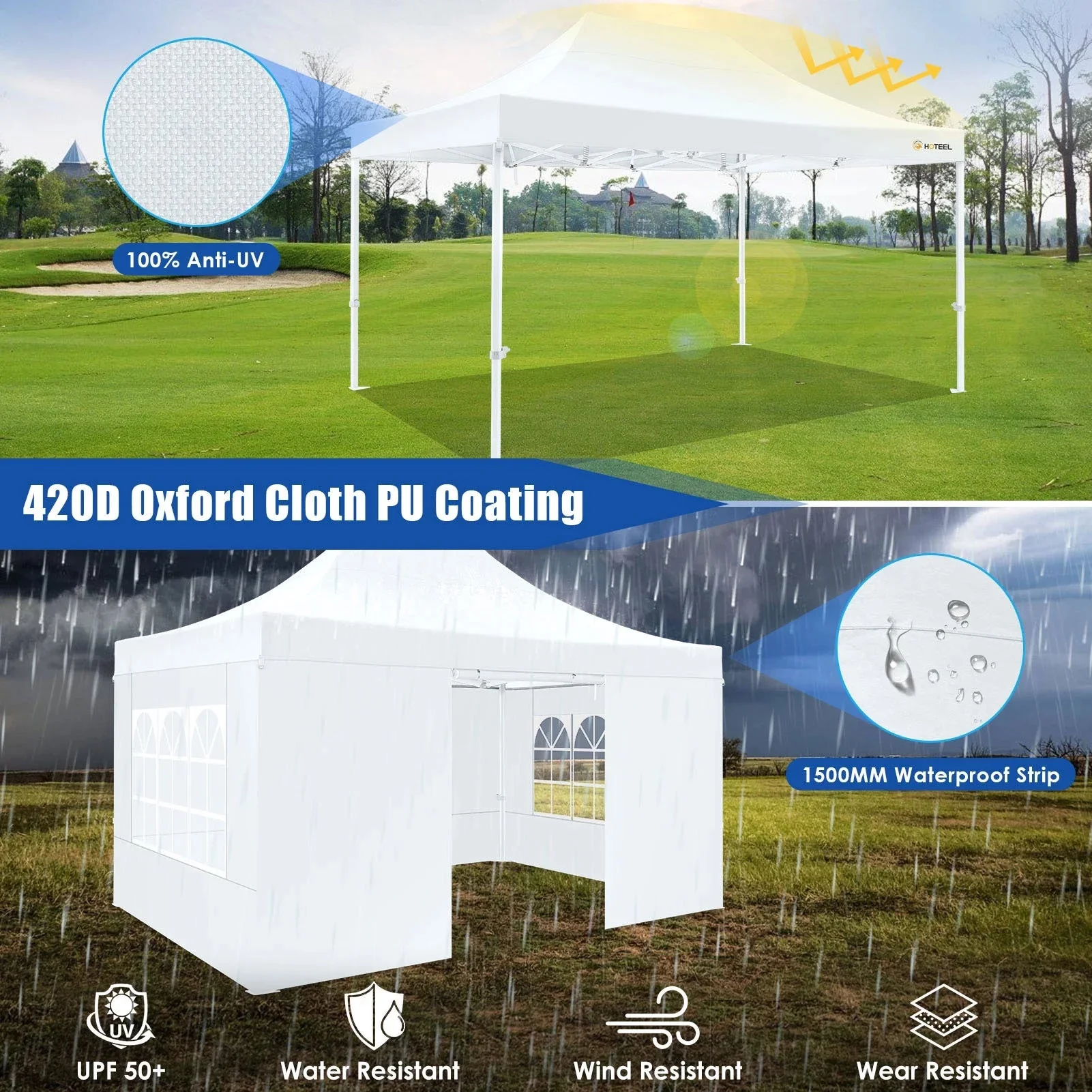 HOTEEL Heavy Duty Pop-Up Canopy Tent 10x15, 4 Sidewalls, Black - Image 15 HOTEEL Heavy Duty Pop-Up Canopy Tent 10x15, 4 Sidewalls, Black - Image 15