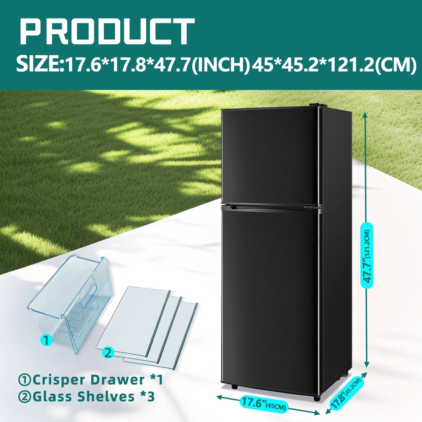 JIEJIA 5.0 Cu.Ft Apartment Size Refrigerators with Separate Freezer, 2 Door Refrigerator, Small Fridge with Freezer, Gray - Image 16