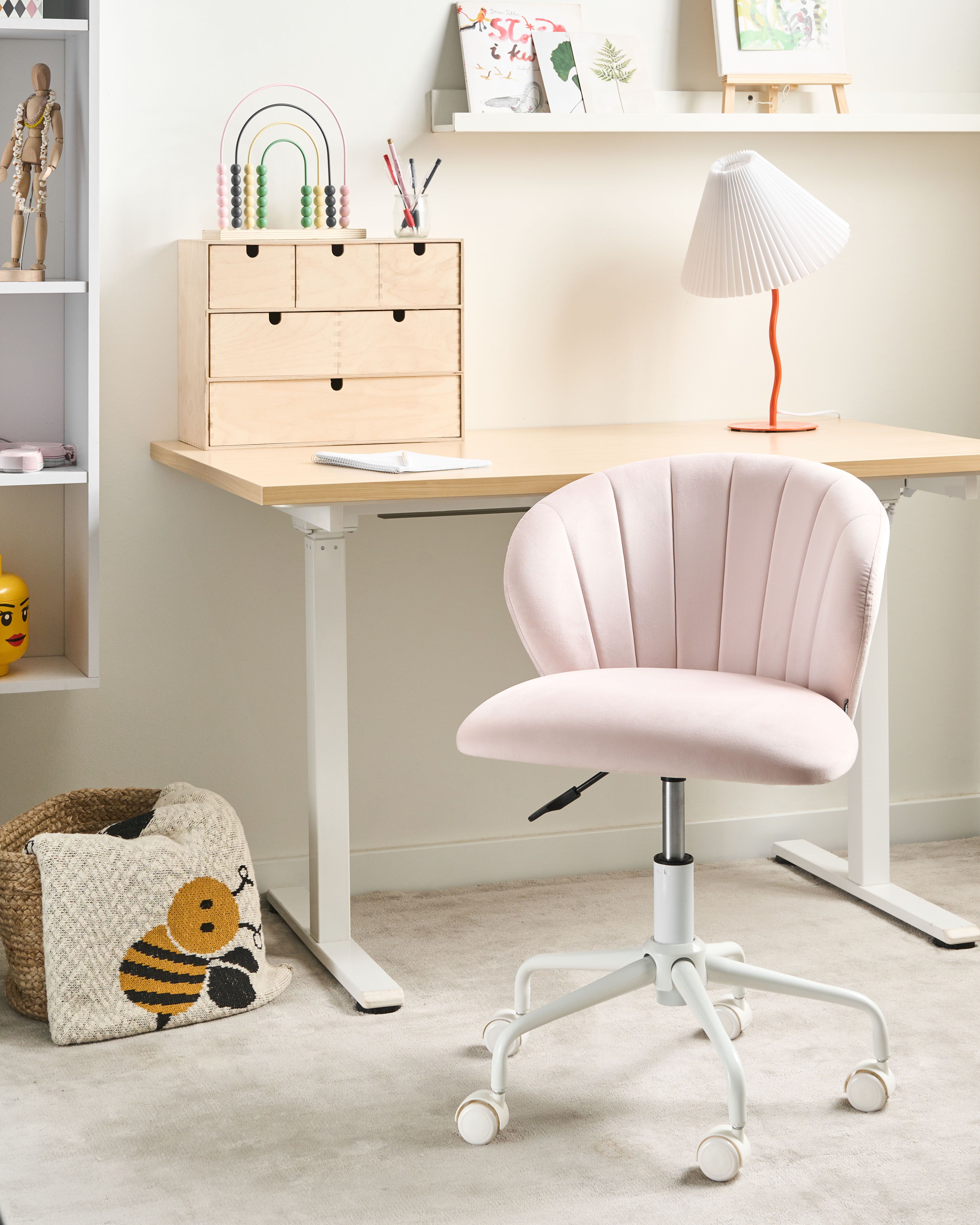 Desk Chair CHEERFUL Velvet Pastel Pink