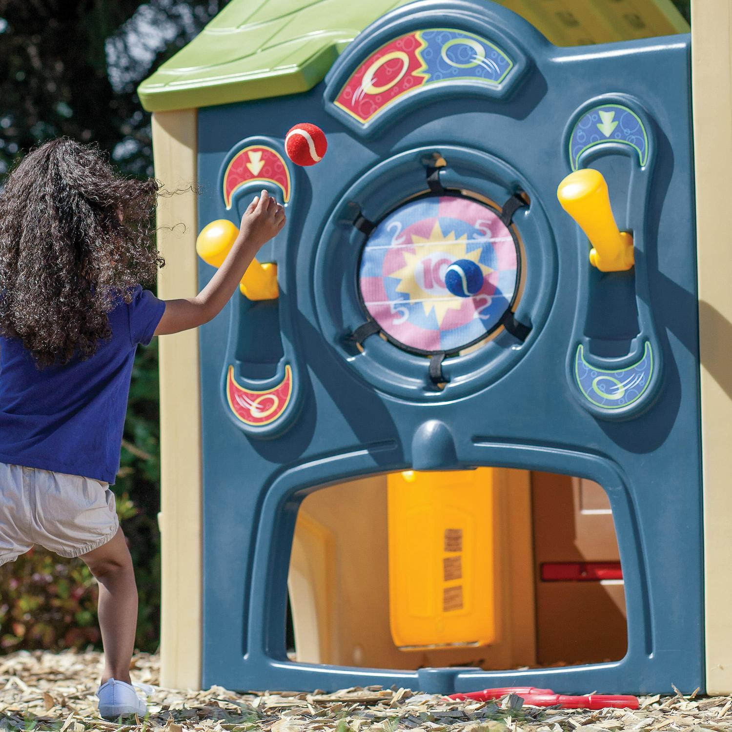 Step2 Neighborhood Fun Center Brown Playhouse with Slide Plastic Kids Outdoor Toys - Image 5