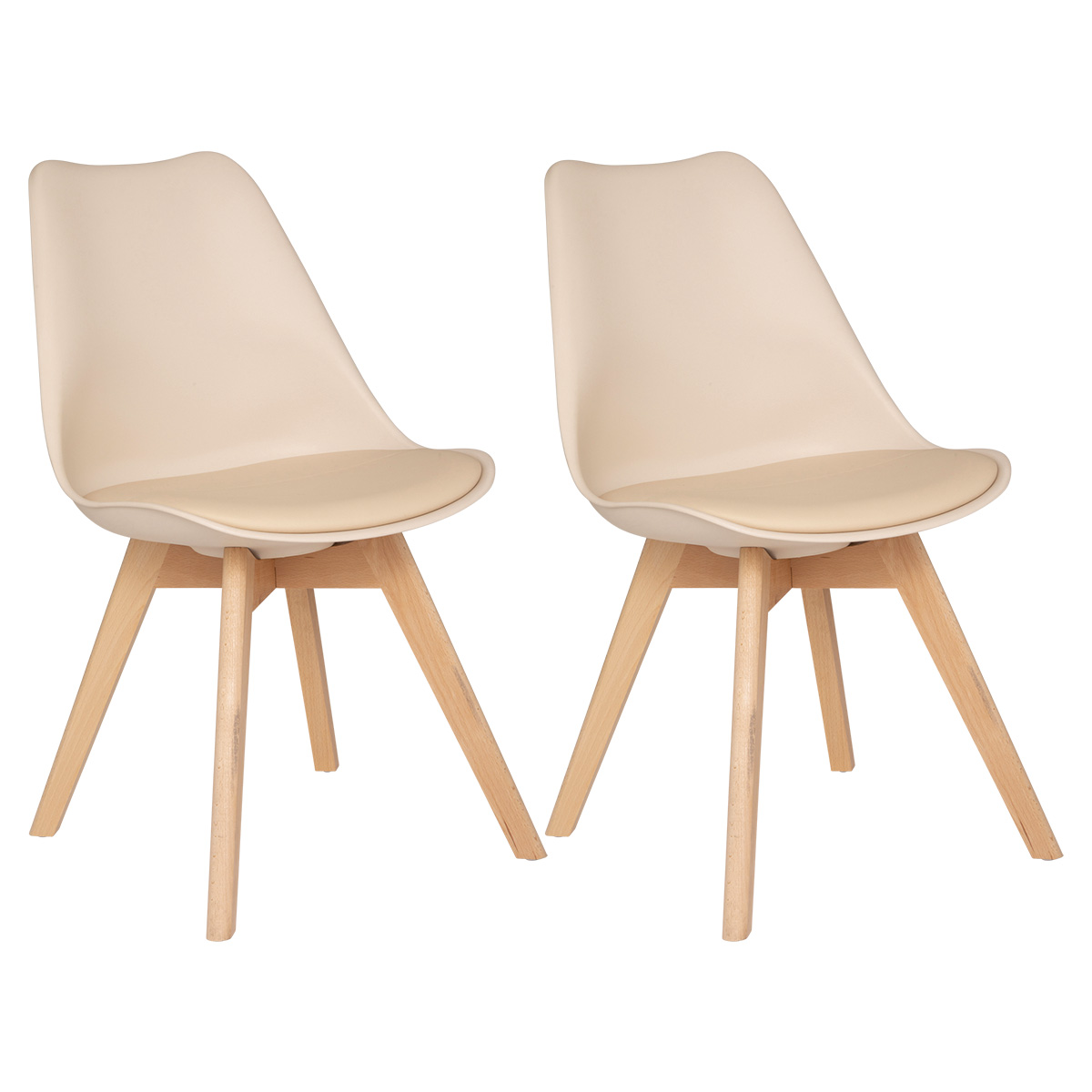 Set of 2 chairs "Baya" Beech, beige