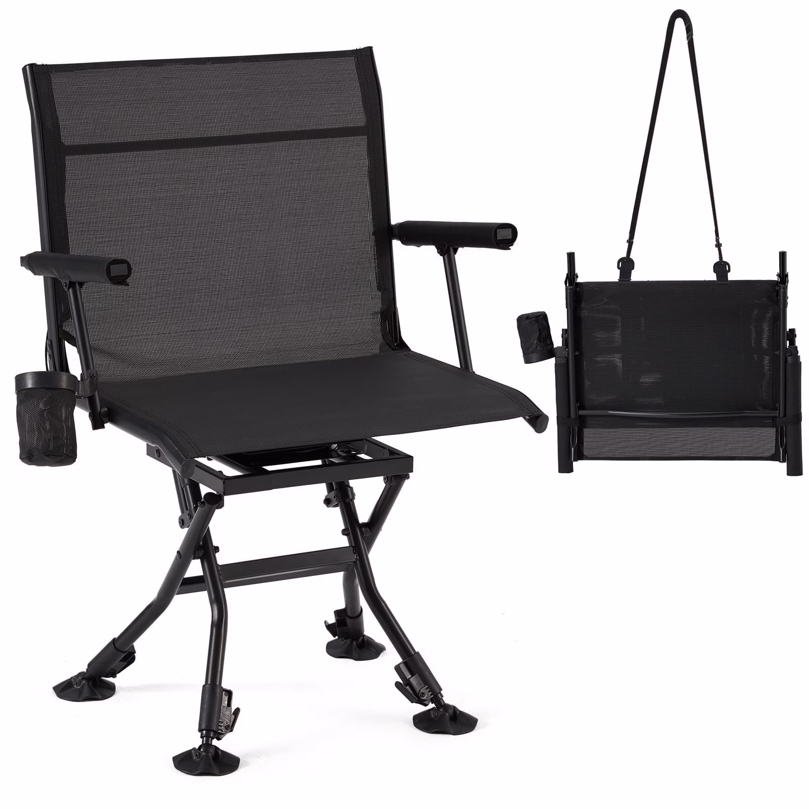 Danrelax 360�� Silent Camo Hunting Blind Chair, Armrests, Side Pouch, Telescopic Legs - Image 9