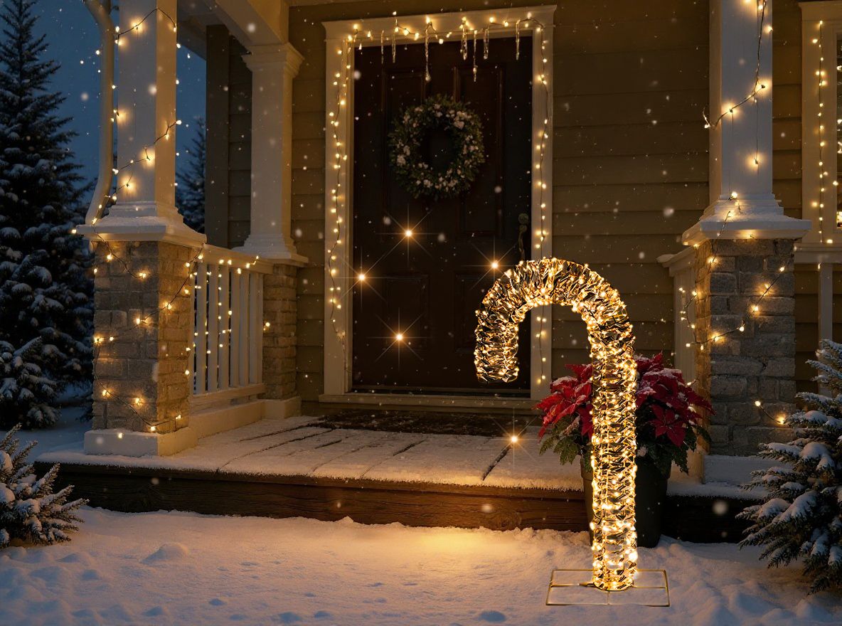 Outdoor Decoration LED NORRESO Candy Cane 74 cm Gold