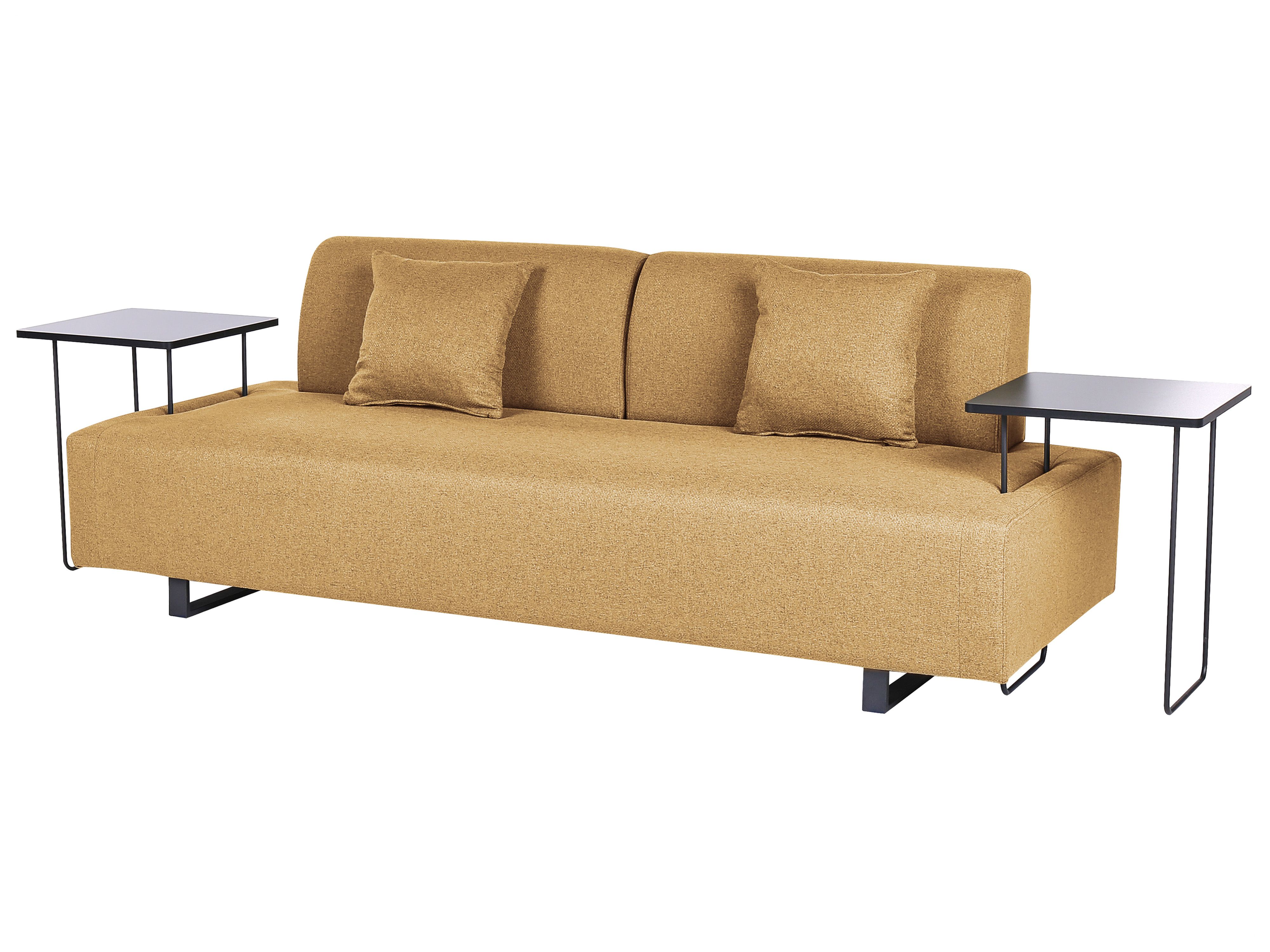 Sofa 3 Seater SOKNA Fabric Mustard with Tables