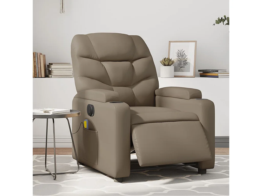 Fauteuil inclinable électrique-Fauteuil de massage pour Salon cappuccino similicuir SHL3585