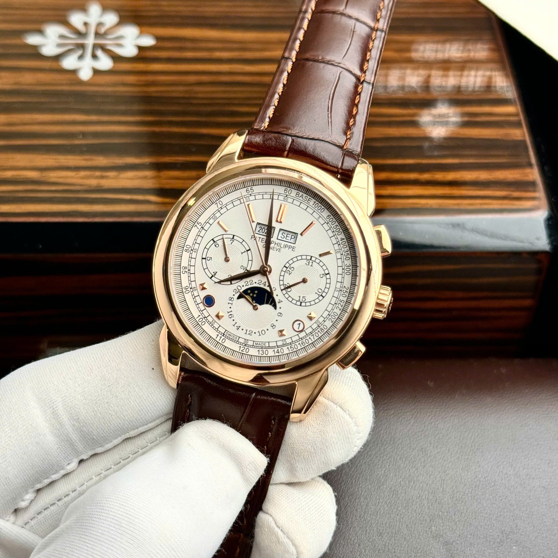 Patek Philippe Grand Complications 5270 Clone Watches White Dial Leather Strap 41mm - Elite Watch Atelier