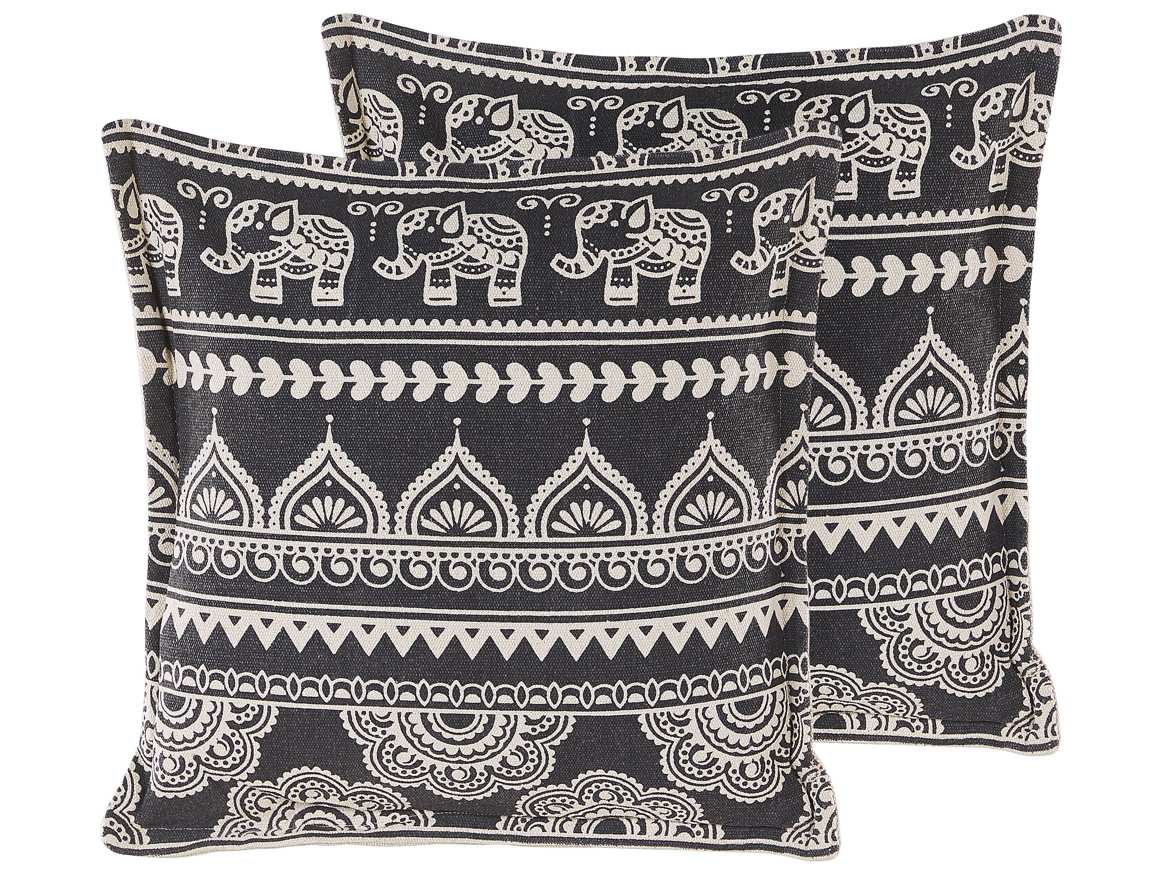 Set of 2 Decorative Cushions ATABAGI Cotton 45 x 45 cm Black Oriental Pattern