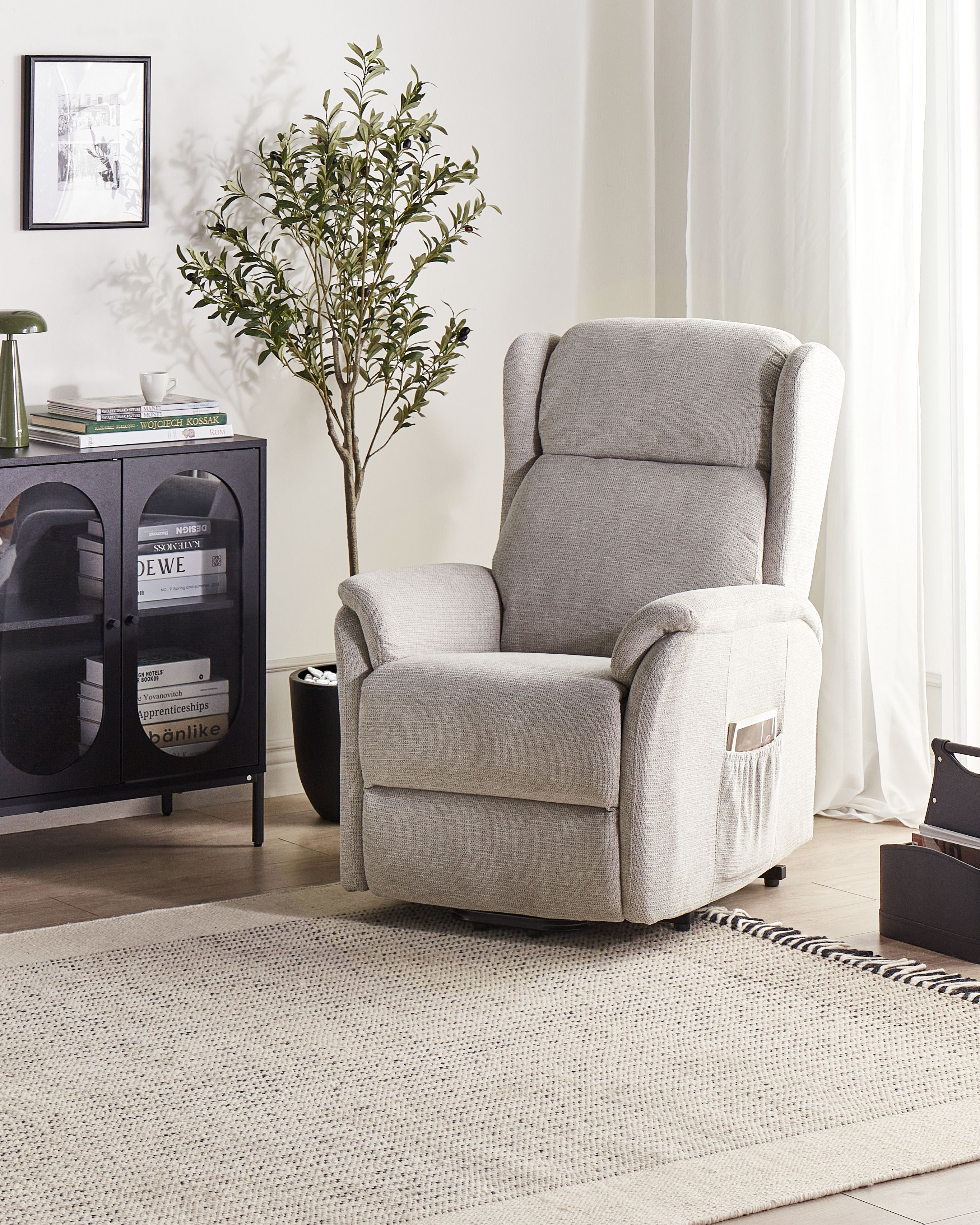 Electric Recliner Chair ELEGY with Footrest Fabric Light Grey