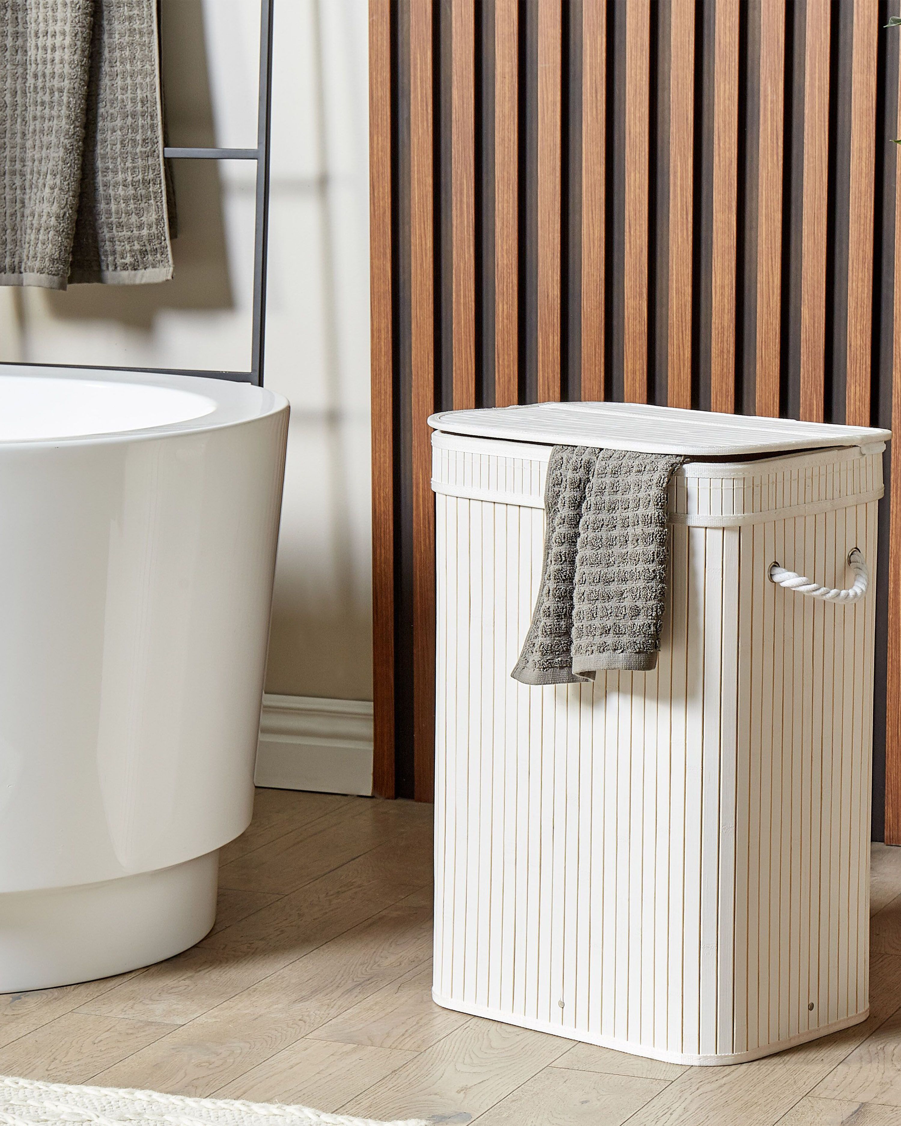 Laundry Basket KALUTARA Bamboo White 72 L