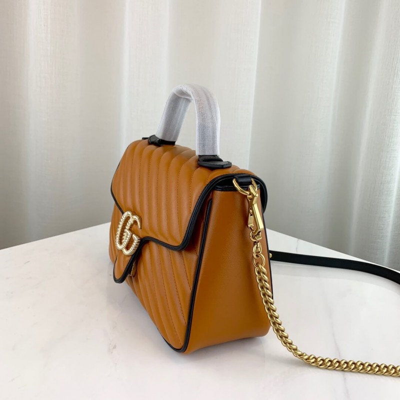 Replica Gucci Gg Marmont Small Top Handle Bag 498110 Cognac1:1High-quality replica