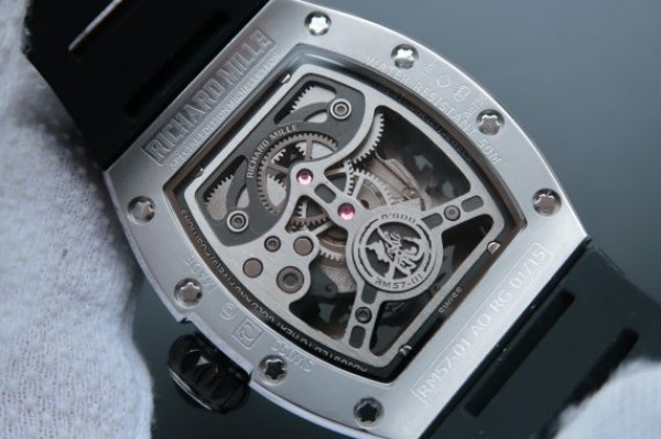 Replica Richard Mille RM057 Dragon Phoenix SS Case Diamonds Bezel Silver Dial Black Rubber Strap - Top club