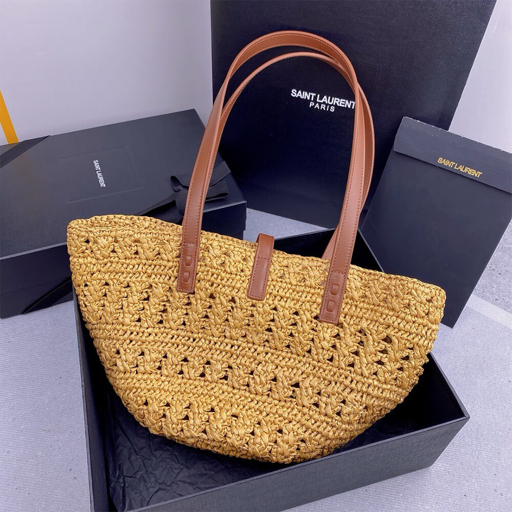 YSL Medium Panier Raffia Bag In Brown1:1High-quality replica