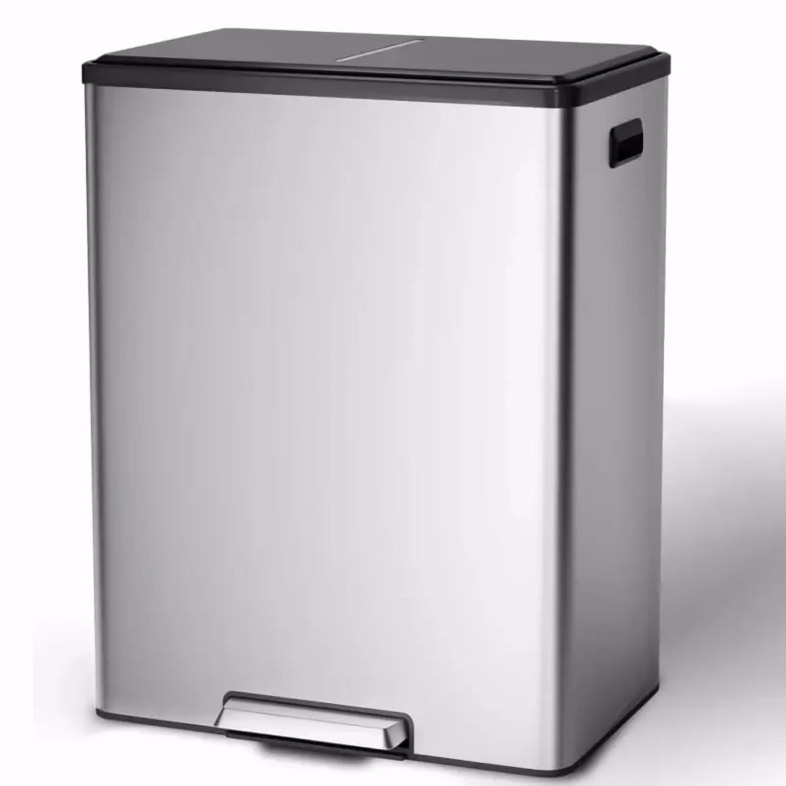 JoanKaren 16 Gallon Stainless Steel Dual Compartment Step Kitchen Trash Can with Lid & 2 Removable Wastebaskets,Kitchen Garbage Can & Recycling Bin,Black - Image 3